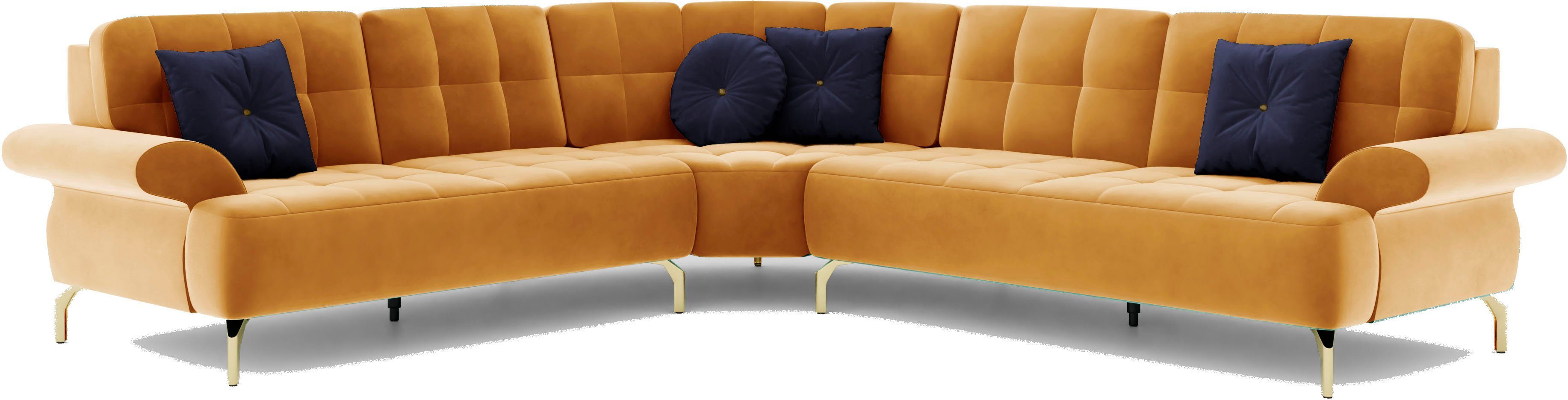 sit&more Hoekbank Orient 1 L-vorm inclusief 4 sierkussens met strassteentjes, goudkleurige metalen poten
