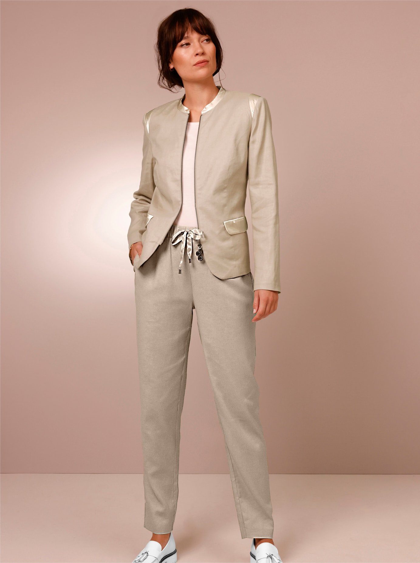 CREATION L PREMIUM Jasje Linnen-viscose blazer dames blazerjasjes maat 46 bruin
