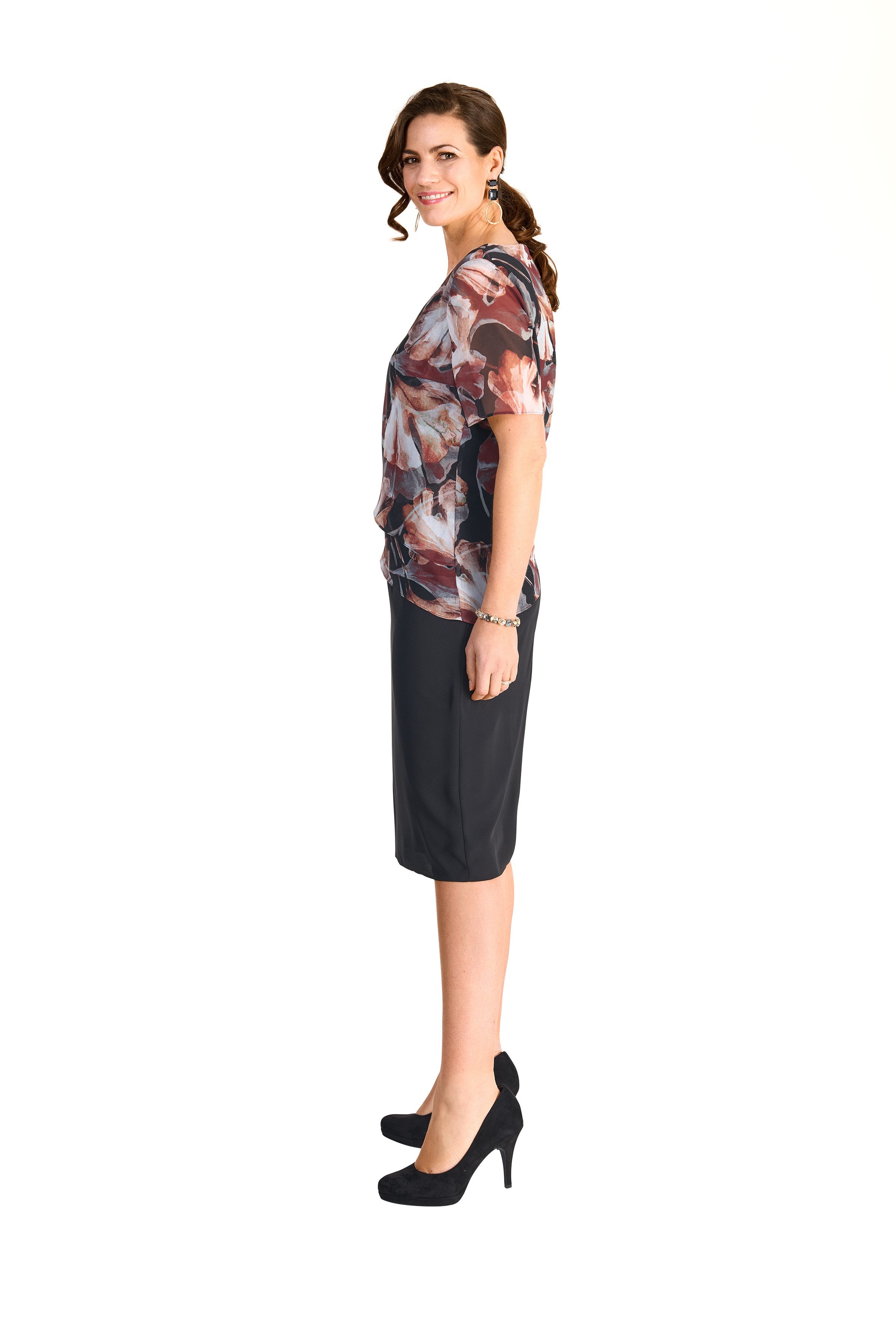 HERMANN LANGE Collection 2-in-1-jurk met bloemenpatroon en effen rok