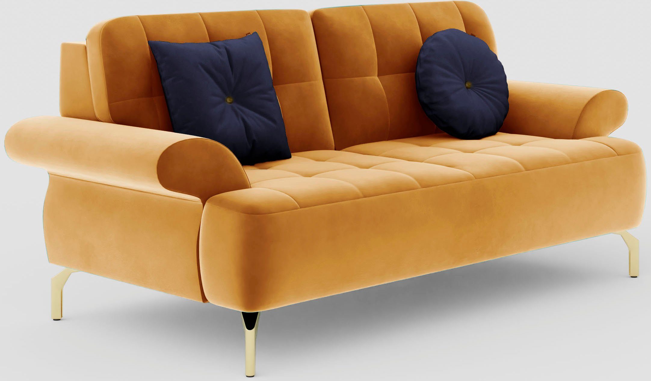 sit&more 2-zitsbank Orient 1 incl. 2 sierkussens met strassteentjes, goudkleurige metalen poten