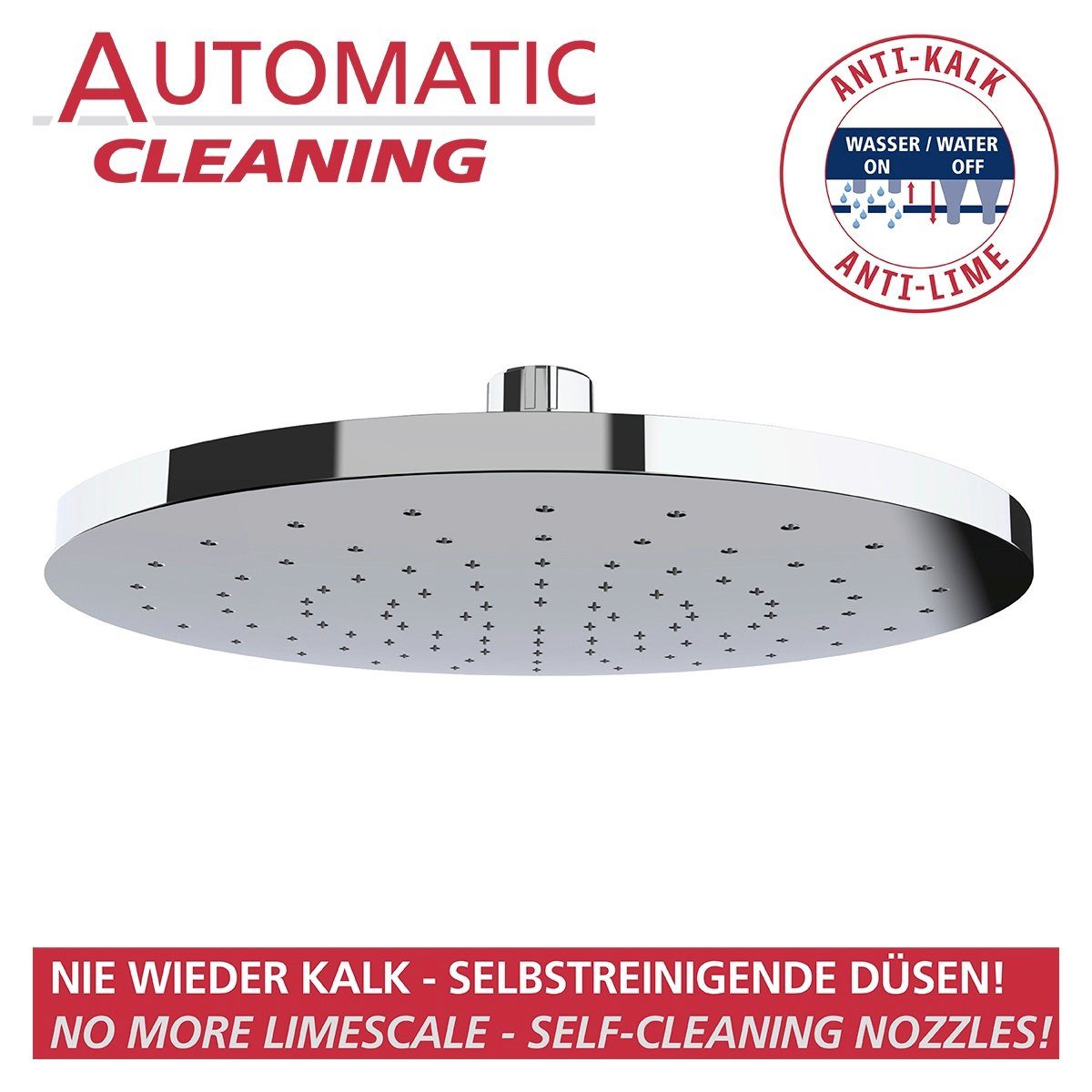 WENKO Regendouchekop Watersaving systeem Regendouchekop Automatic Cleaning, diameter 22,5 cm