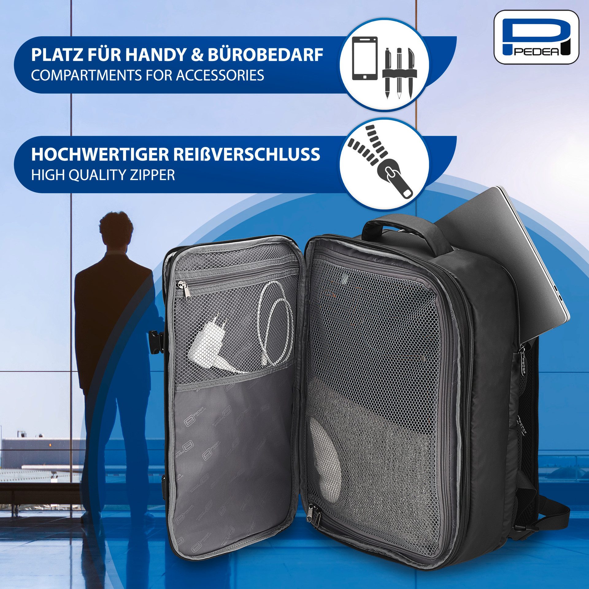 PEDEA Notebook rugzak Clutch 15,6 (39,6cm) met reisvak