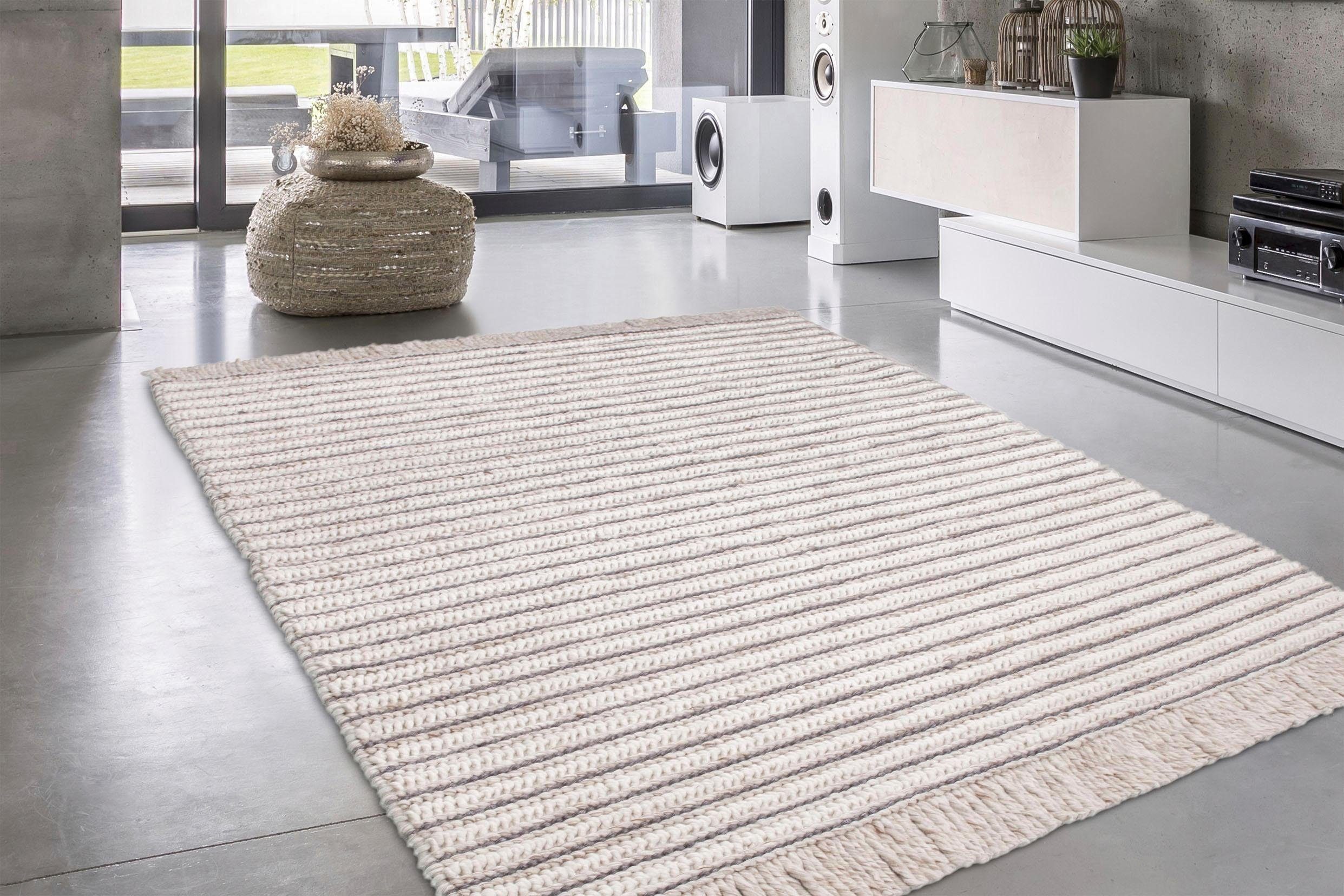 calo-deluxe Vloerkleed Bature 305 Wol en viscose met franje, woonkamer