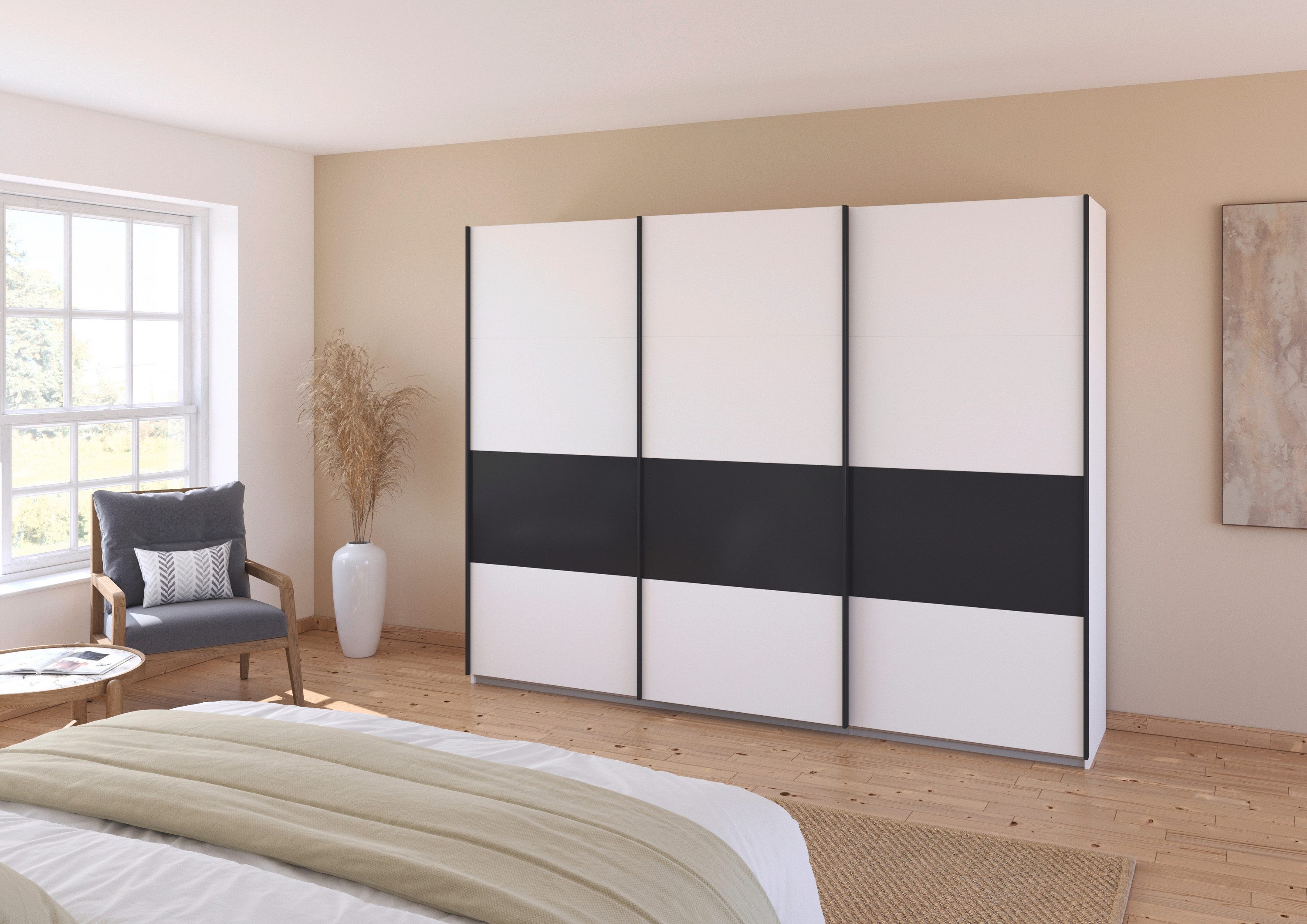 rauch Schuifdeurkast Kledingkast Kast Garderobe CORTONA inclusief indeling, 2 stoffen dozen en extra planken