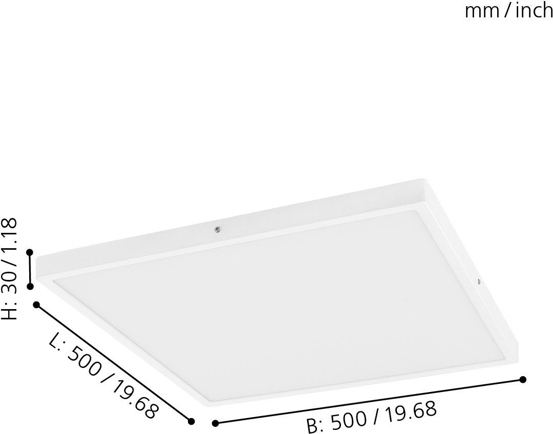 EGLO Opbouwarmatuur FUEVA 1 slank design, slechts 3 cm hoog (1 stuk)