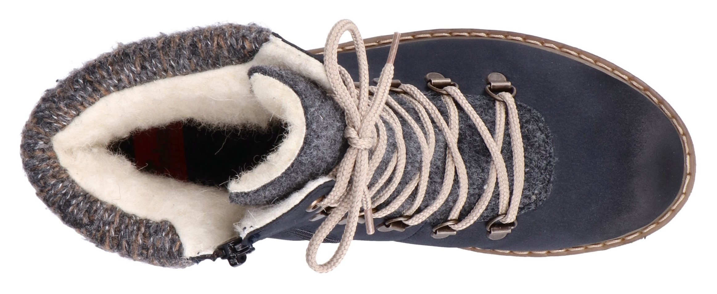 Rieker Winterlaarsjes winterlaarzen, veterschoenen met gebreide rand en rieker-tex