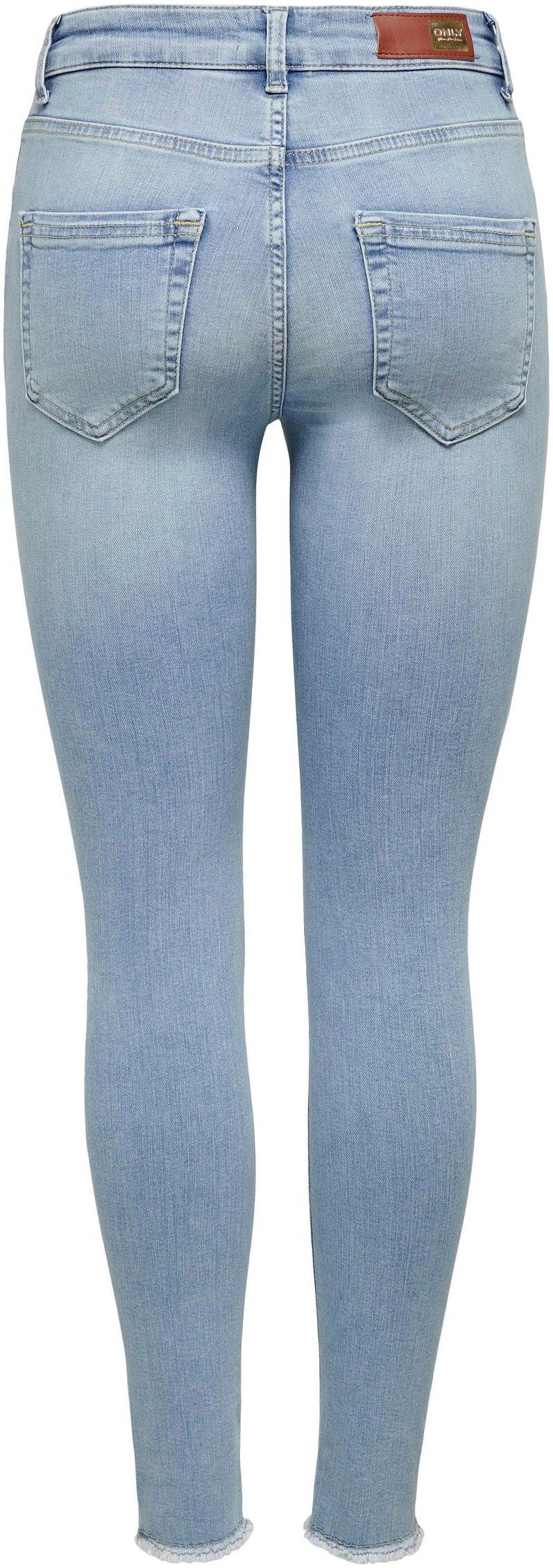 Only Ankle jeans ONLBLUSH MID SK ANK RAW met iets gerafelde voetzoom