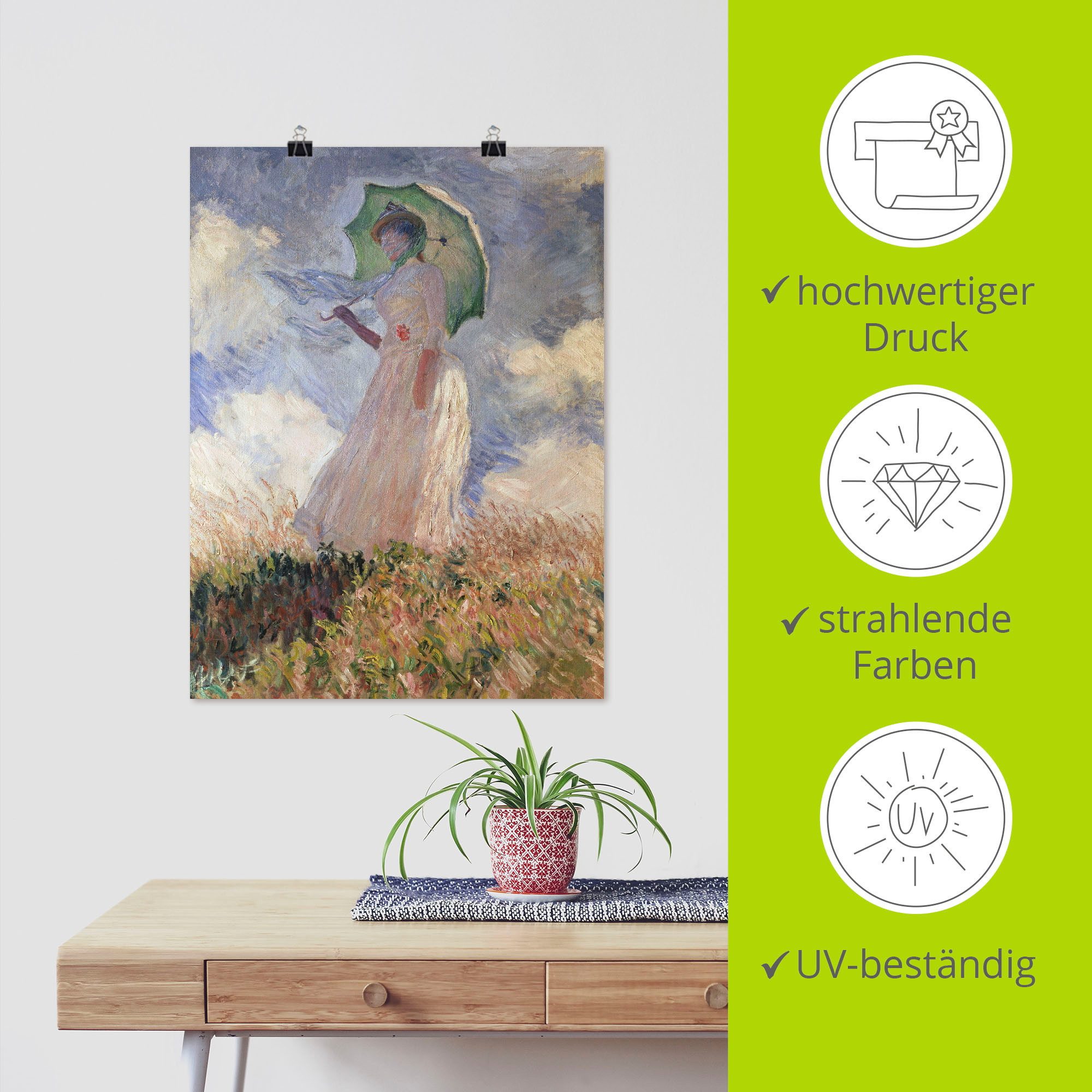 Artland Artprint Vrouw met parasol, Suzanne Hoschedé als artprint op linnen, poster in verschillende formaten maten