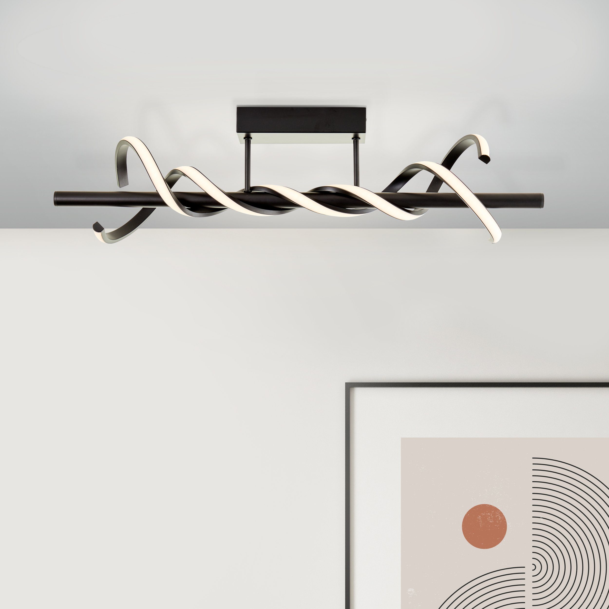 Brilliant Leuchten Led-plafondlamp Amalie Breedte 76 cm, 2100 lm, metaal/kunststof, zwart