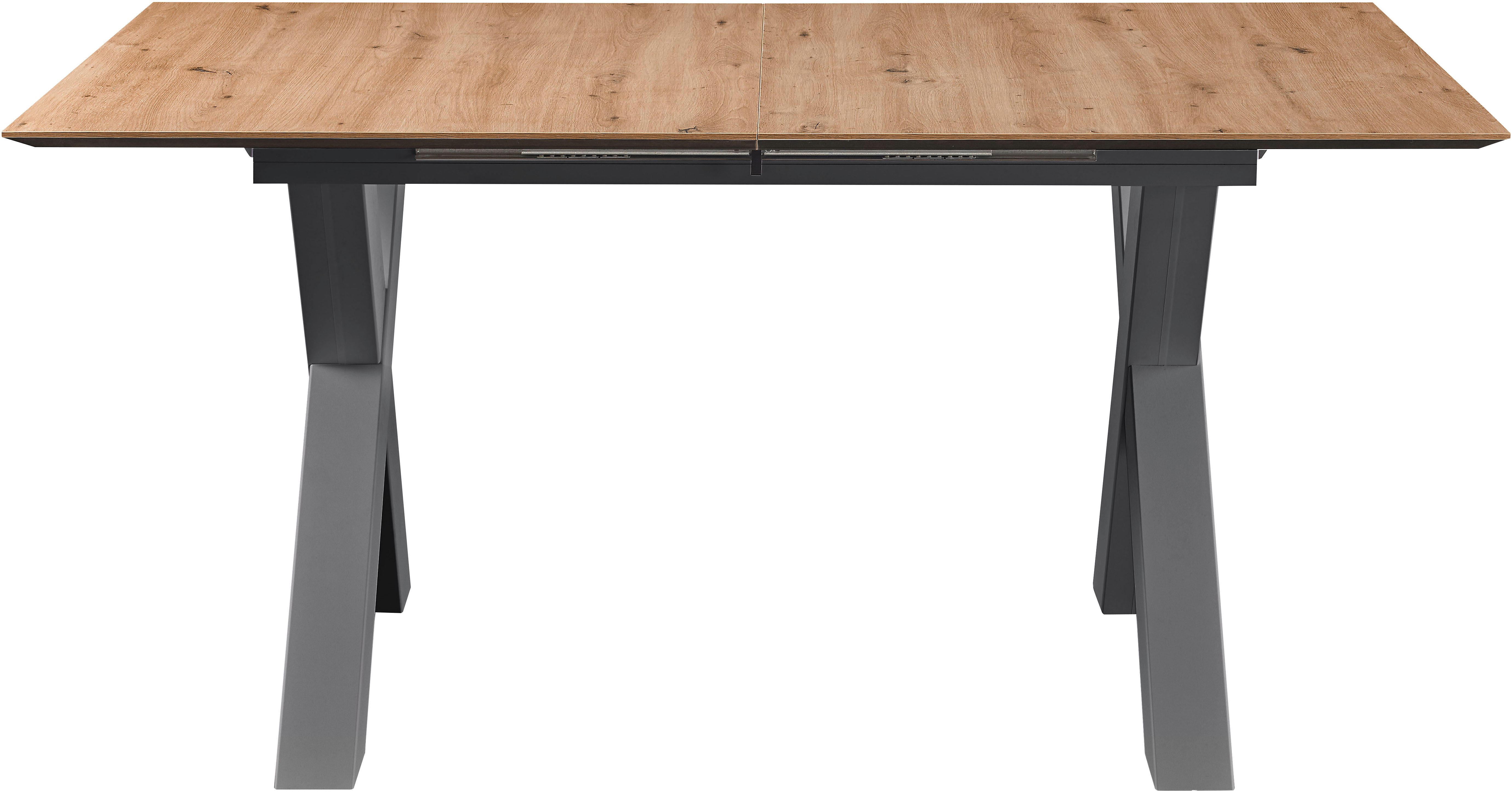 set one by Musterring Eettafel New Atlanta Rechthoekig blad met Zwitserse rand, uitschuifbaar, onderstel in X-vorm eettafels maat 170 cm x 76 cm x 90
