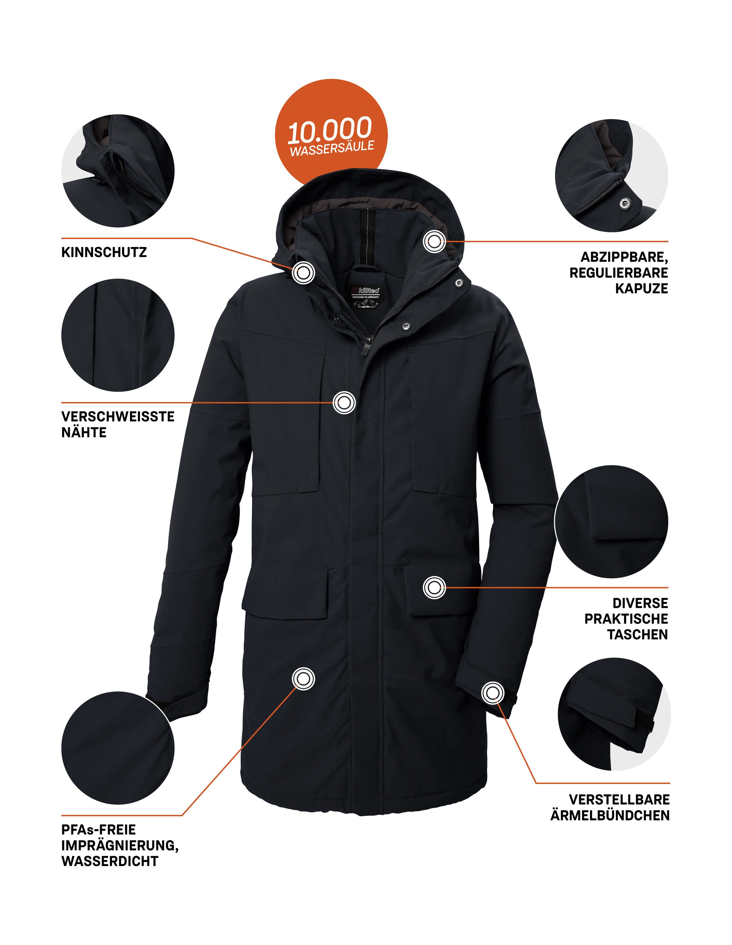 Killtec Parka KOW 80 MN PRK Water- en winddichte functionele parka ademend gerecycled