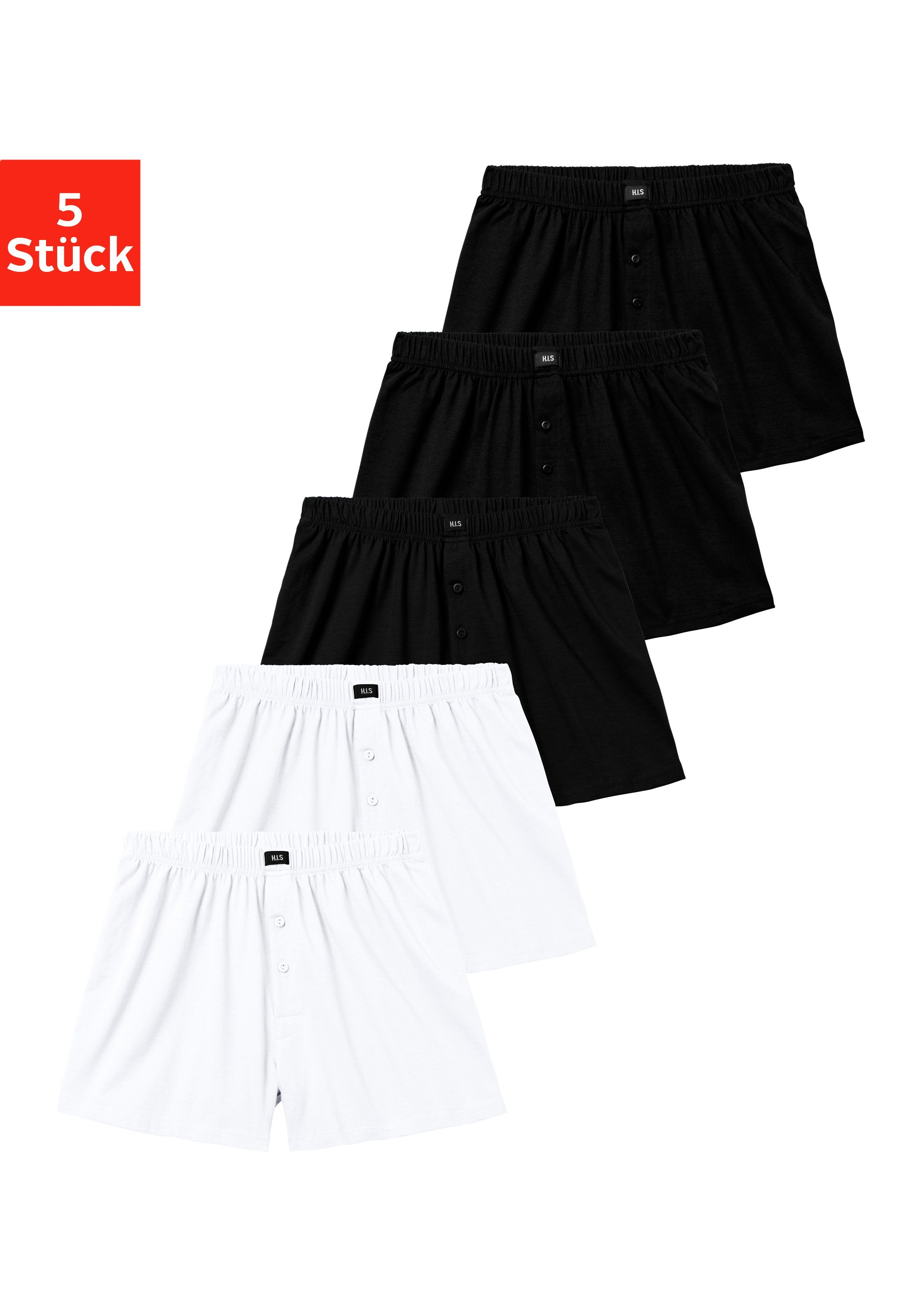 H.I.S Wijde boxershort Heren boxer wijdte pasvorm, comfortband, van katoen-stretch (set, 5 stuks)