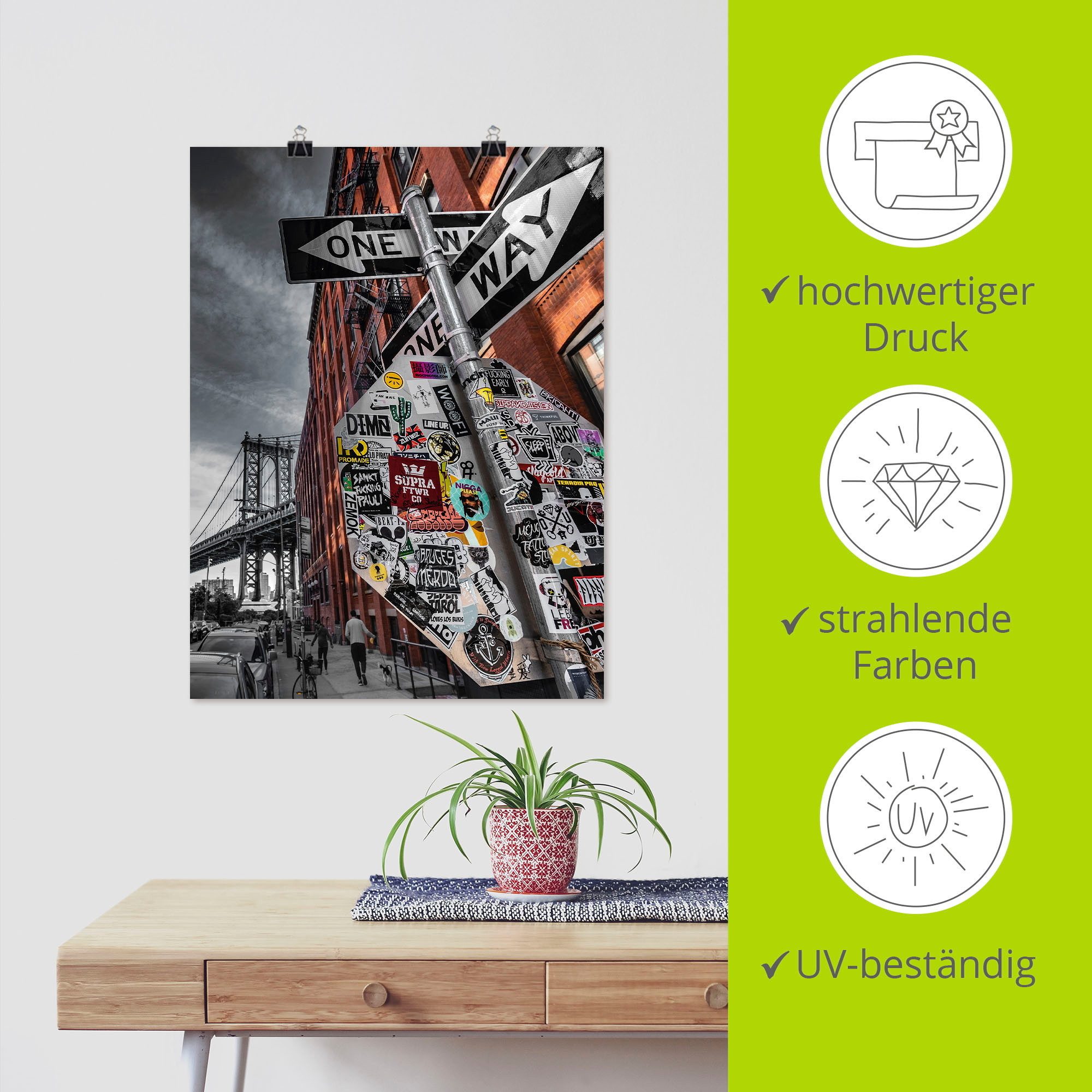 Artland Artprint New York Street fotografie als artprint van aluminium, artprint voor buiten, artprint op linnen, poster in verschillende maten. maten