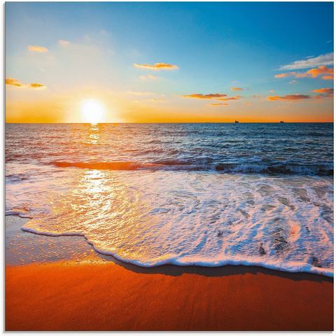 Artland print op glas Sonnenuntergang und das Meer