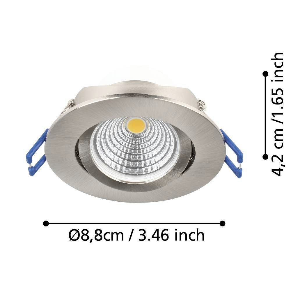 EGLO Plafondlamp SALICETO inbouwlamp, 3-delige set, nikkel, dimbaar, kop draaibaar (1 stuk)