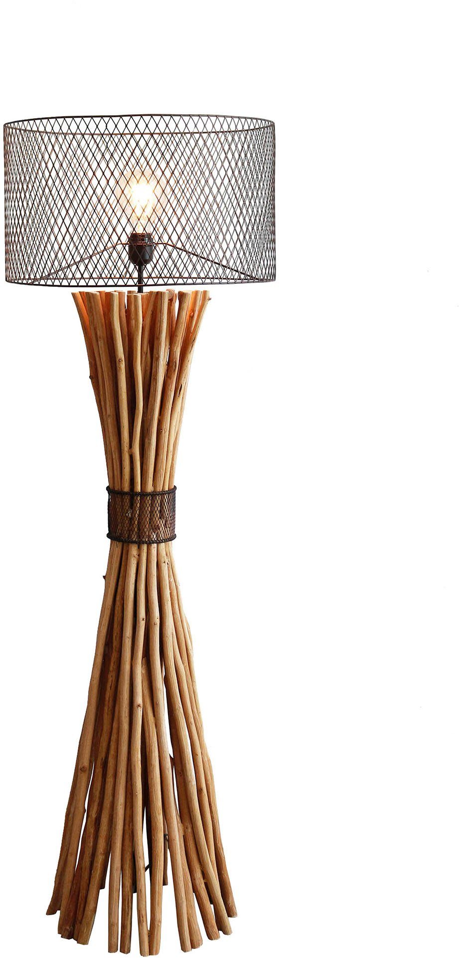 SalesFever Staande lamp Bailee handgemaakt, kap in roest-look (1 stuk) vloerlampen beige