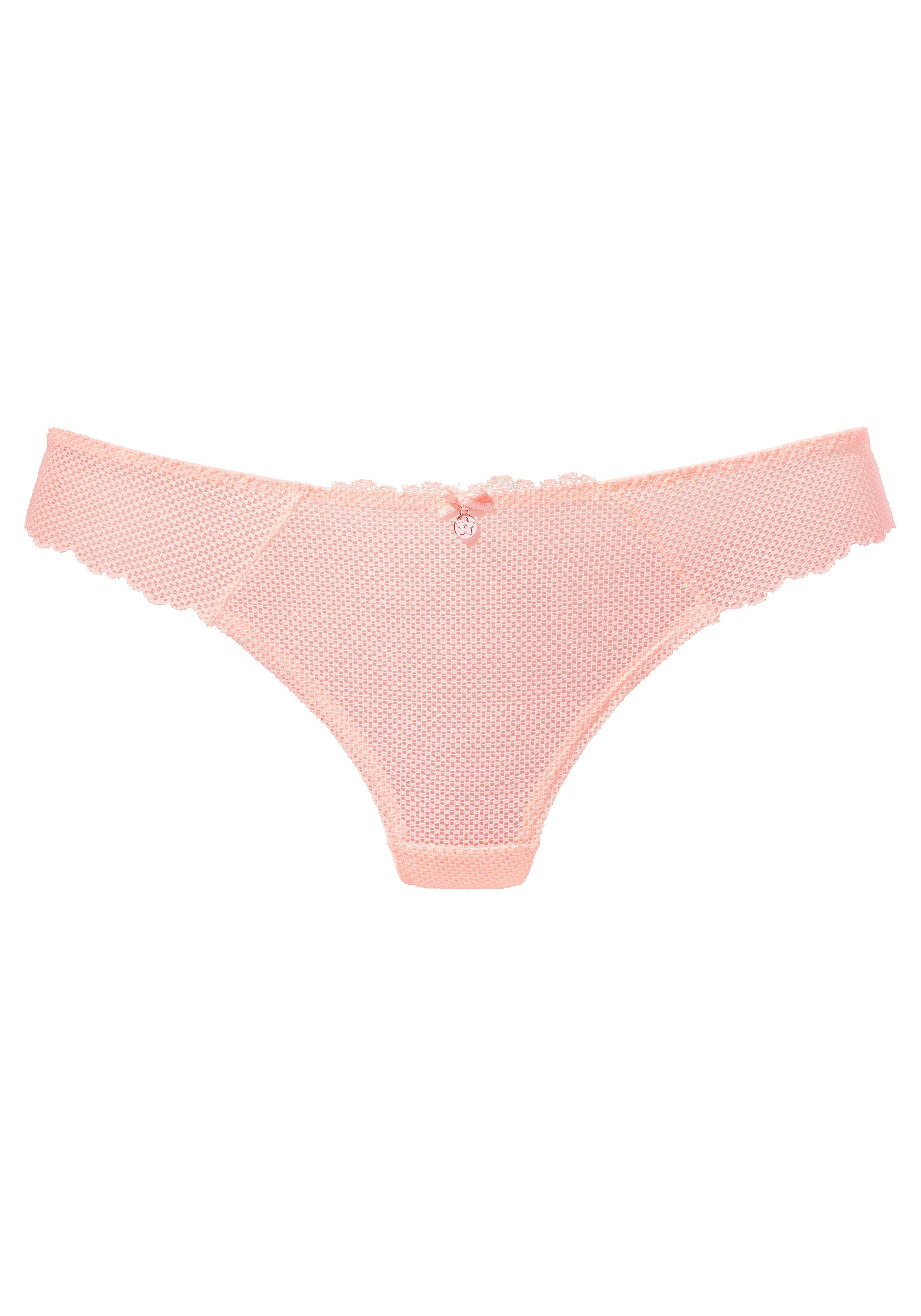 Vivance String van netkant in transparante look dames strings maat 32/34 roze