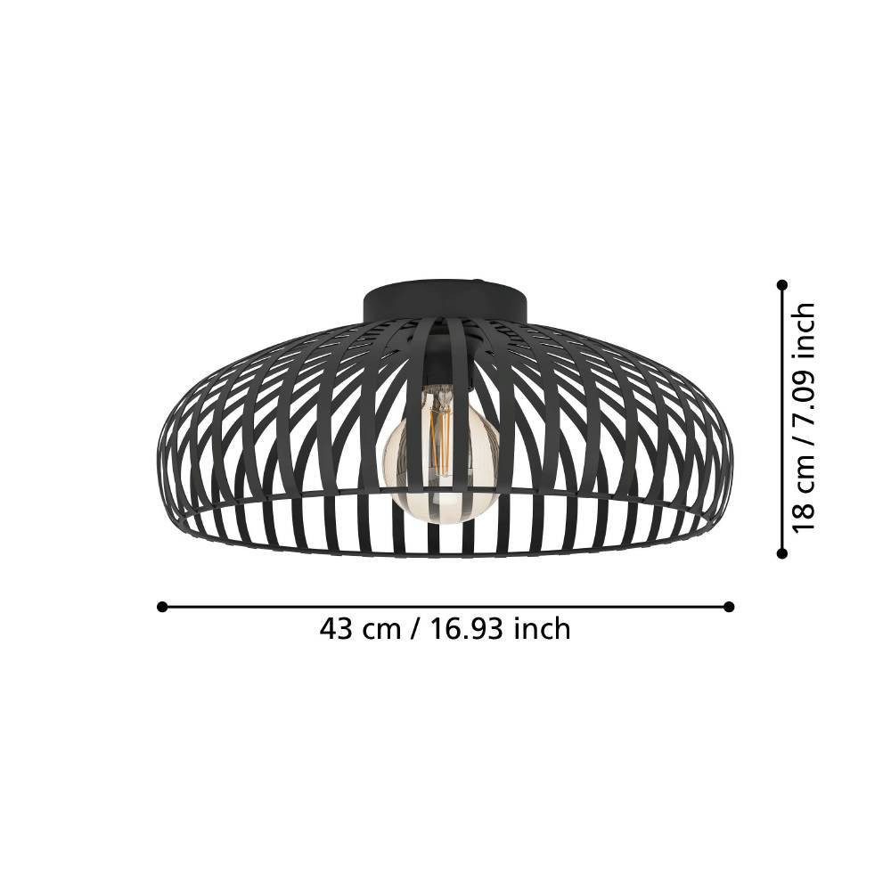 EGLO Plafondlamp MOGANO 3 Plafondlamp, metaal in zwart, ganglamp met E27 fitting, Ø 43 cm (1 stuk)