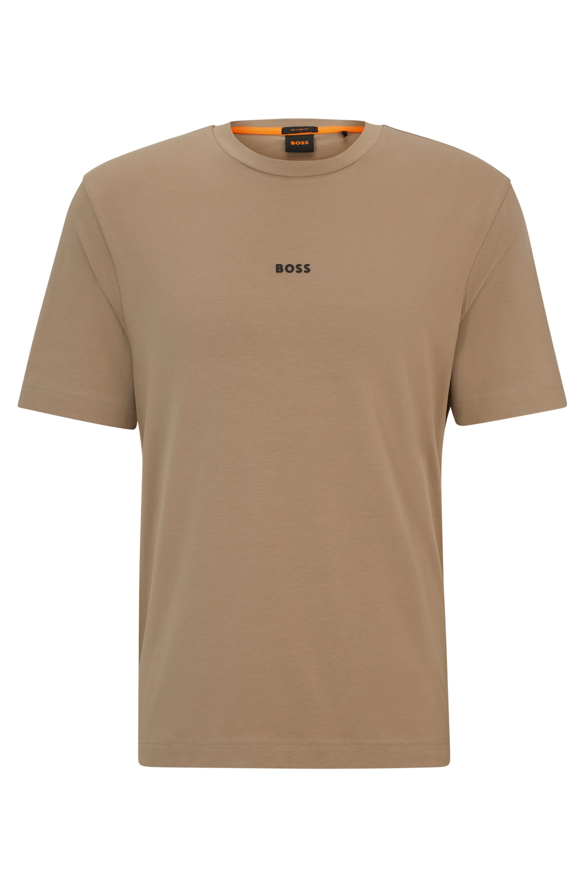 Hugo Boss Stretch Katoenen T-shirt Mannen Collectie Brown Heren