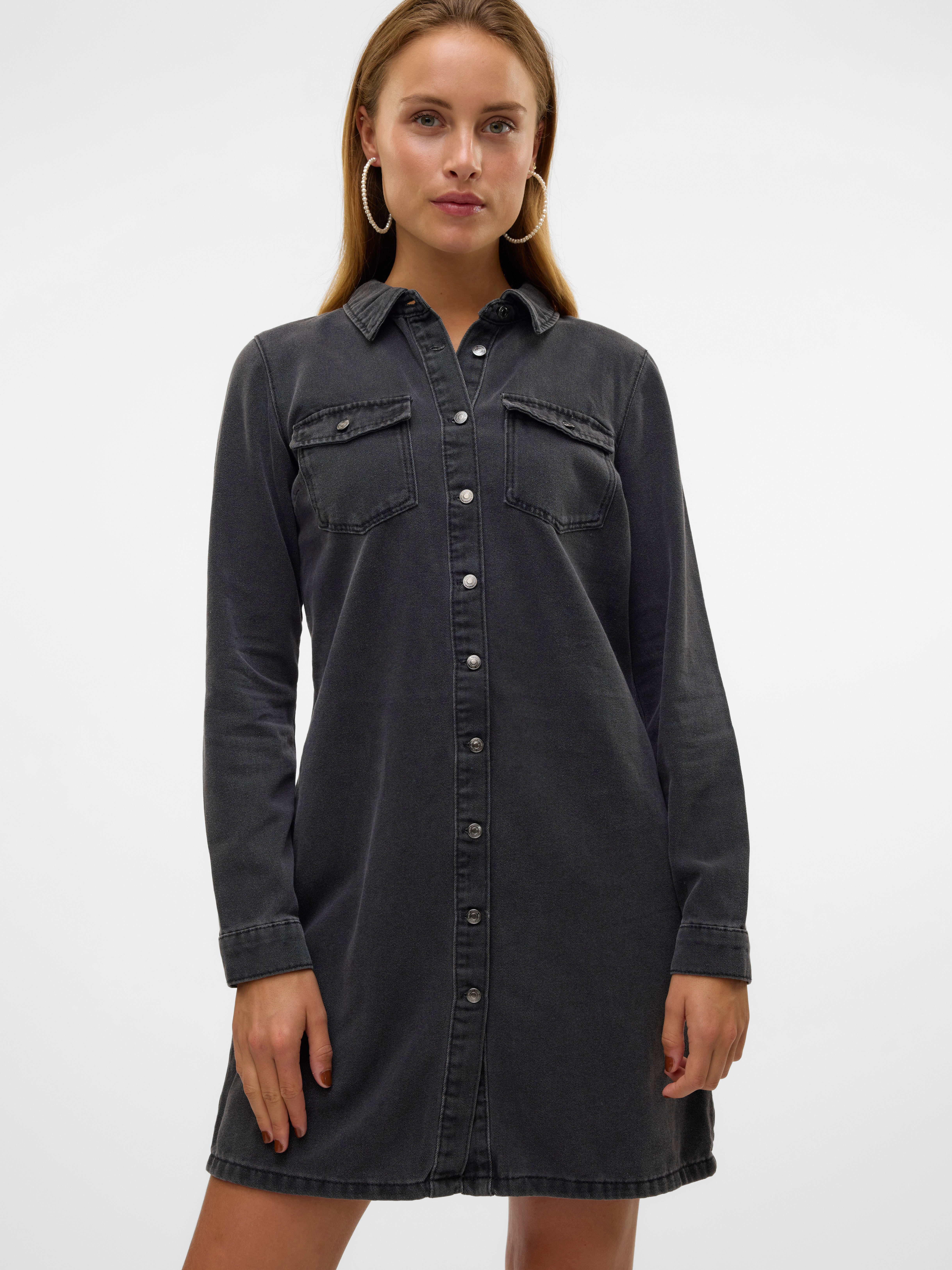 Vero Moda Jeans jurk VMJENNIE LS SHORT DENIM DRESS GA NOOS