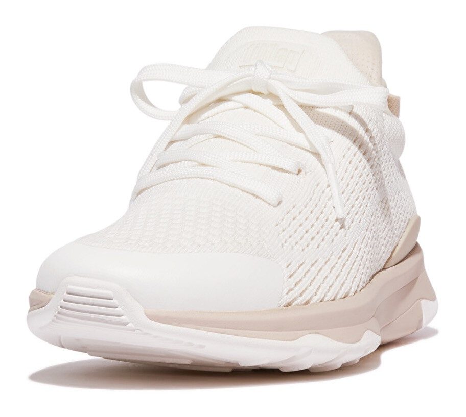 Fitflop Slip-on sneakers VITAMIN FFX KNIT SPORTS SNEAKERS met opgestikte veters, vrijetijdsschoen, lage schoen, instapschoen