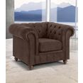 premium collection by home affaire fauteuil chesterfield met knoopsluiting, ook in leer bruin