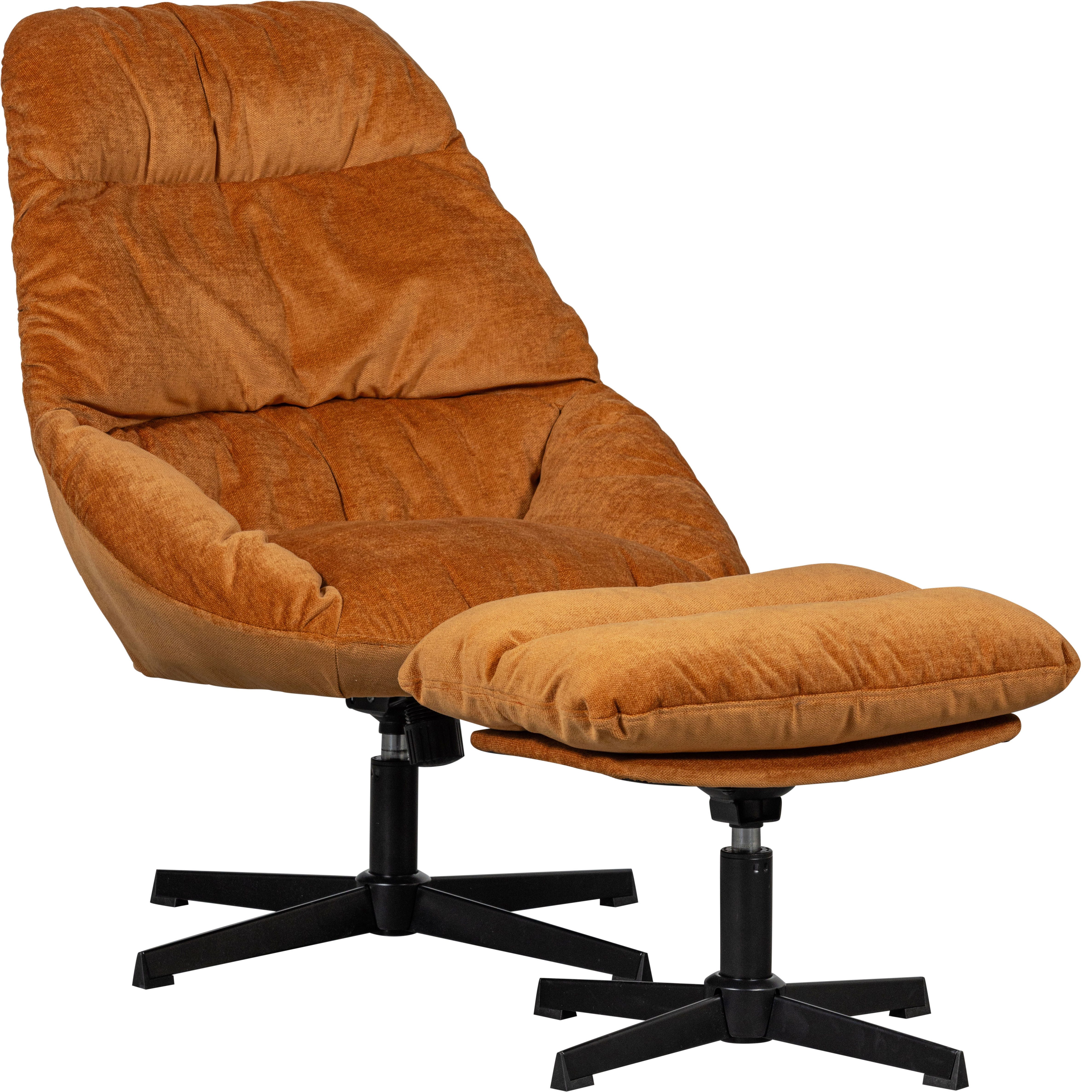 WOOOD Yaro Fauteuil Met Hocker Chenille Ginger 94x71x83