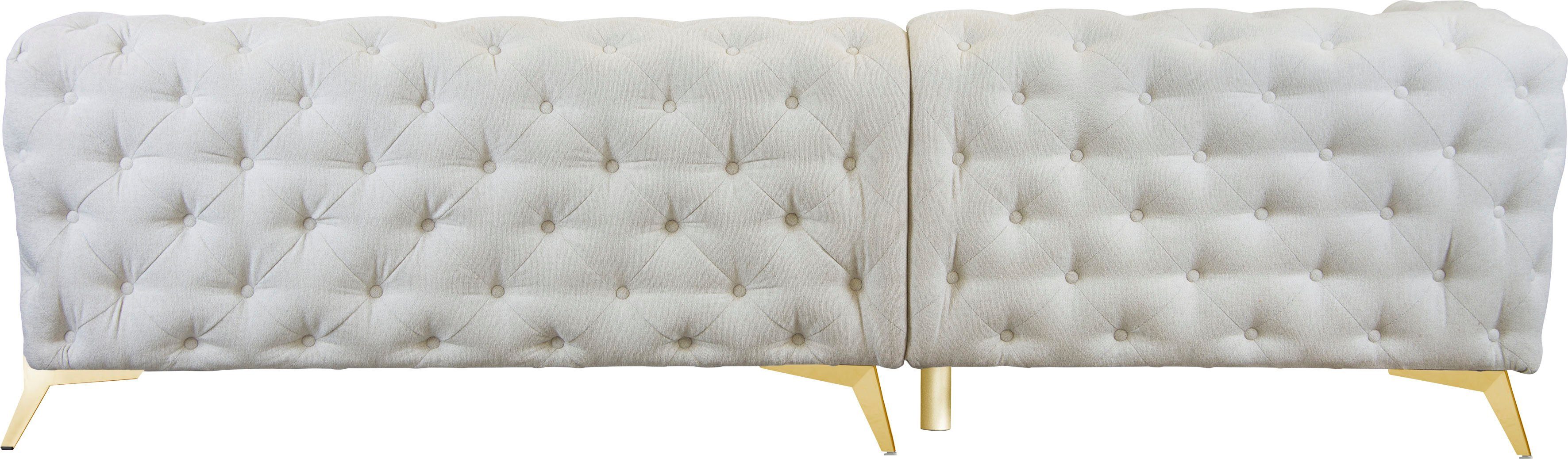 Leonique Chesterfield-bank Amaury L-vorm grote hoekbank, chesterfield-look, breedte 323 cm, kleur van de poten ter keuze