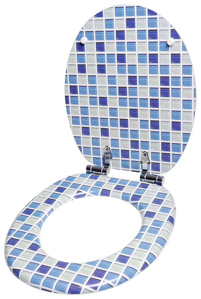 Sanilo Toiletzitting Mozaïek blauw met soft-closemechanisme