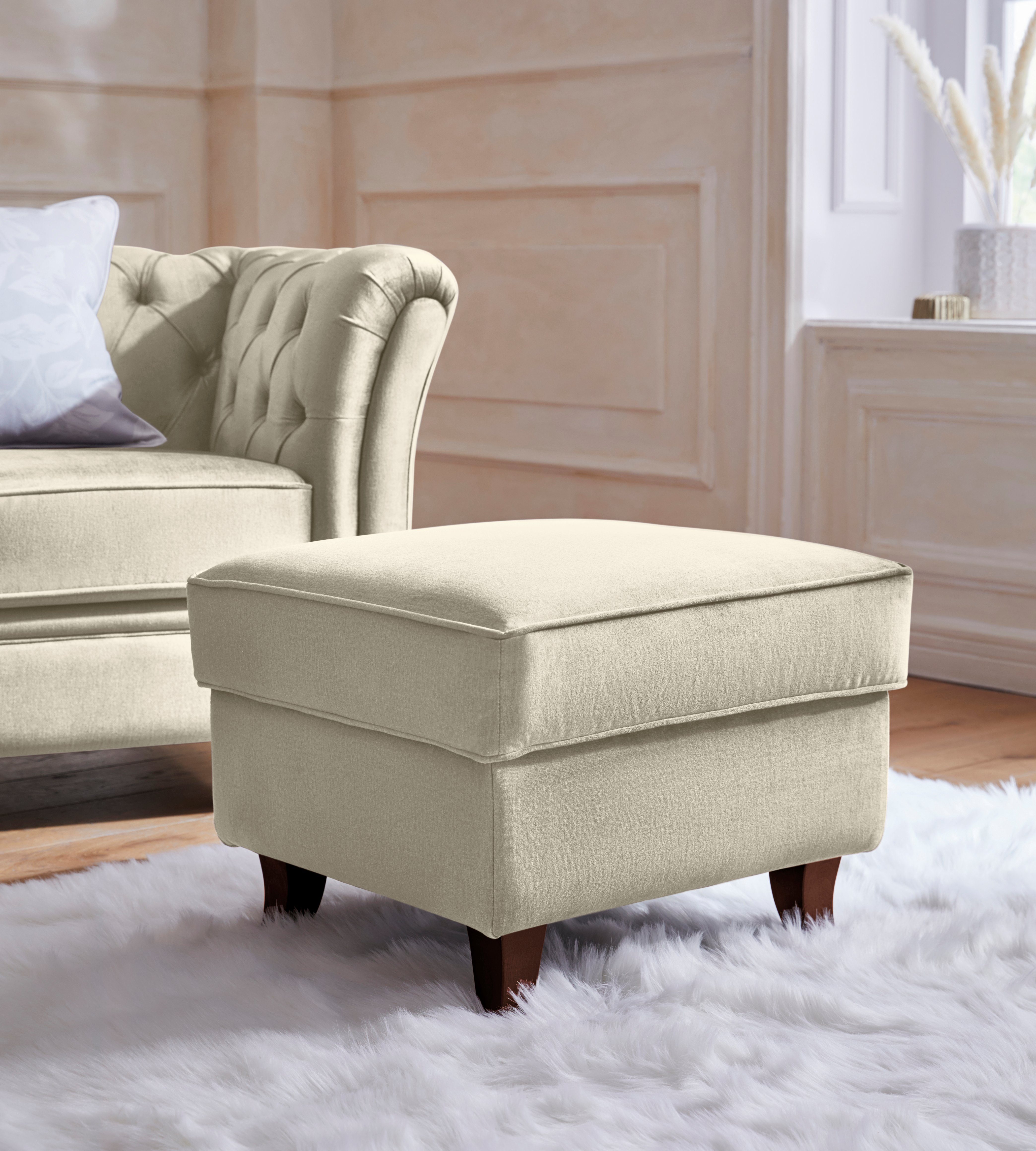 Home affaire Hocker Reims passend bij de serie "noblessy", echte chesterfield-capitonnage, fluwelige en changerende look