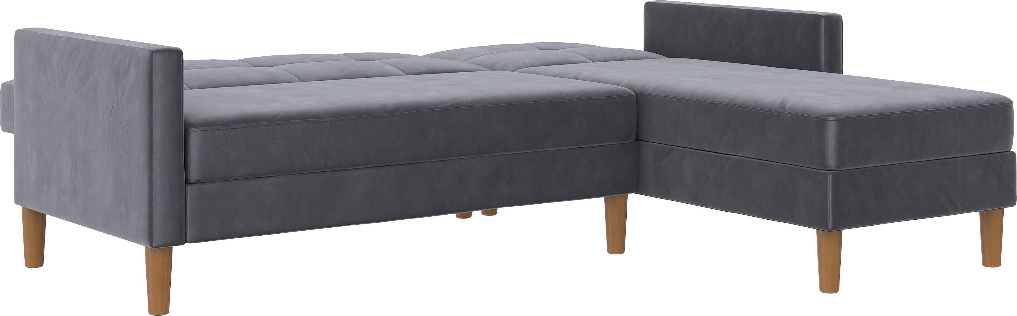 Dorel Home Hoekbank Lilly, L-vorm met bedfunctie, récamier aan beide kanten te monteren, zithoogte 43 cm