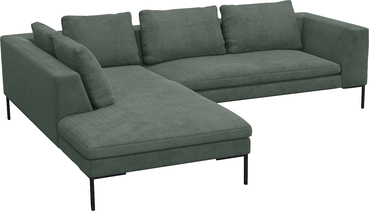 FLEXLUX Hoekbank Loano, supercomfortabel zitcomfort door koudschuim in de zitting moderne bank, vrij in de ruimte te plaatsen, losse kussens, l-vorm