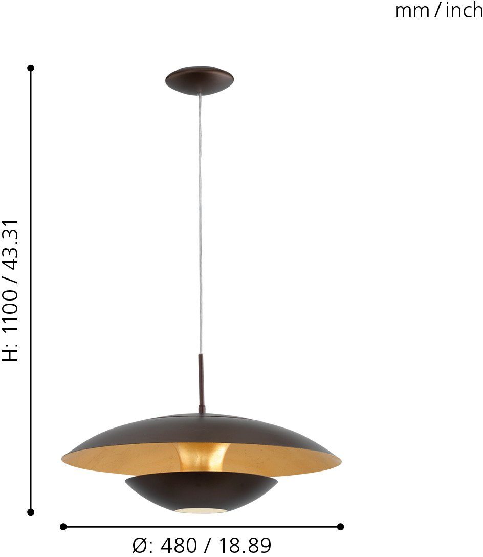 EGLO Hanglamp NUVANO Hanglamp, staal, IP20, E27, eettafellamp, retro, hanglamp