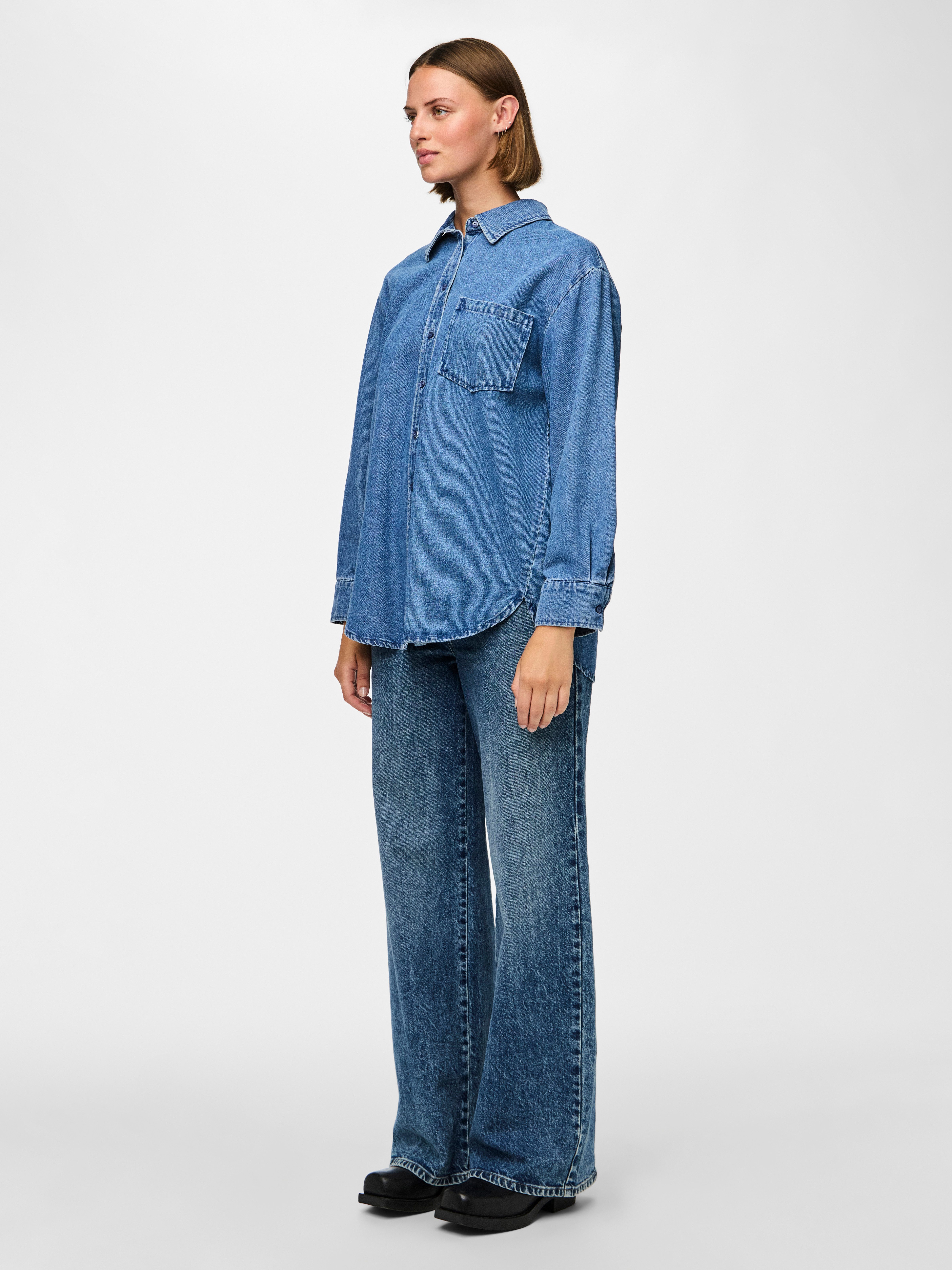 pieces Jeans blouse PCMAISIE LS DENIM SHIRT NOOS BC
