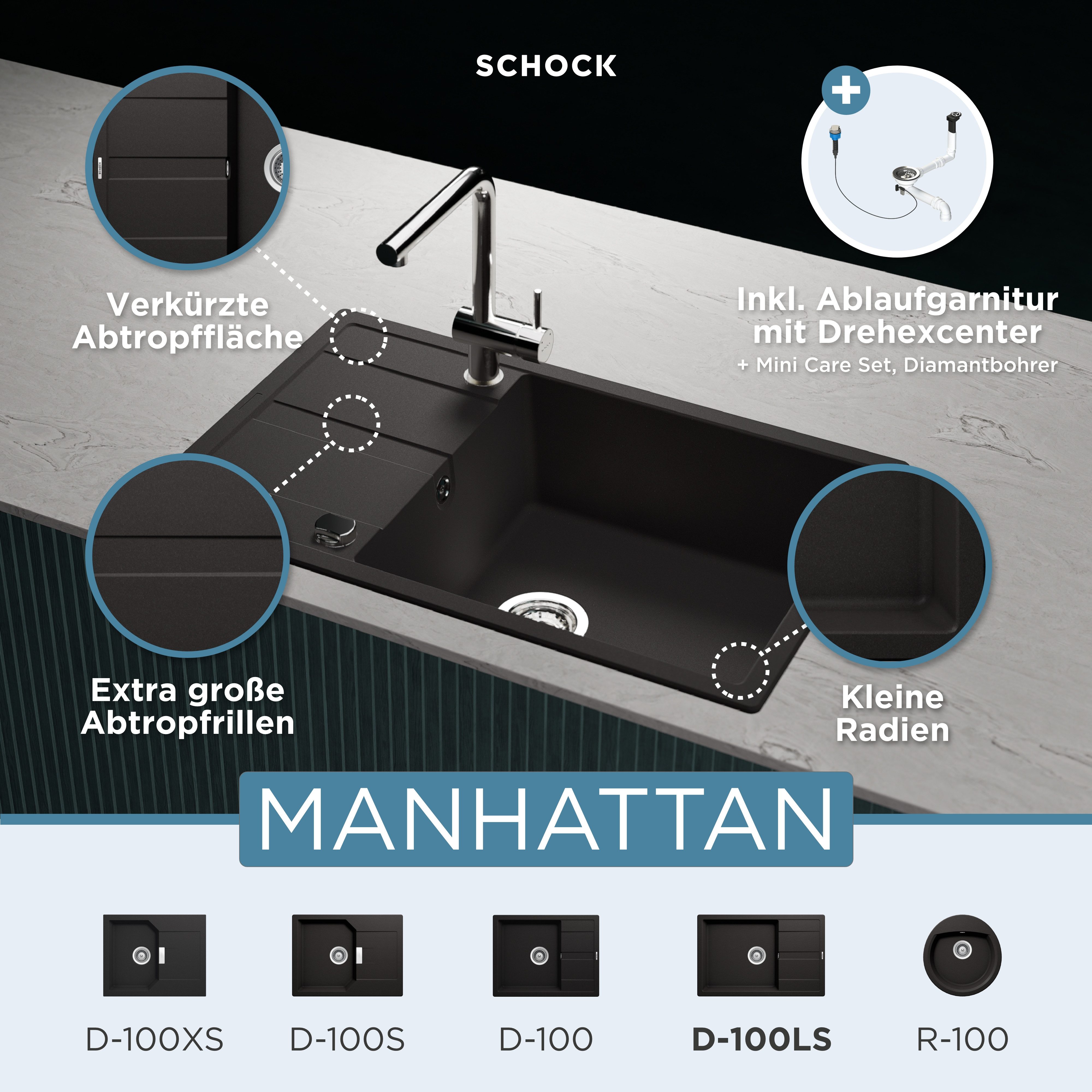 Schock Granieten spoelbak Manhattan D-100LS