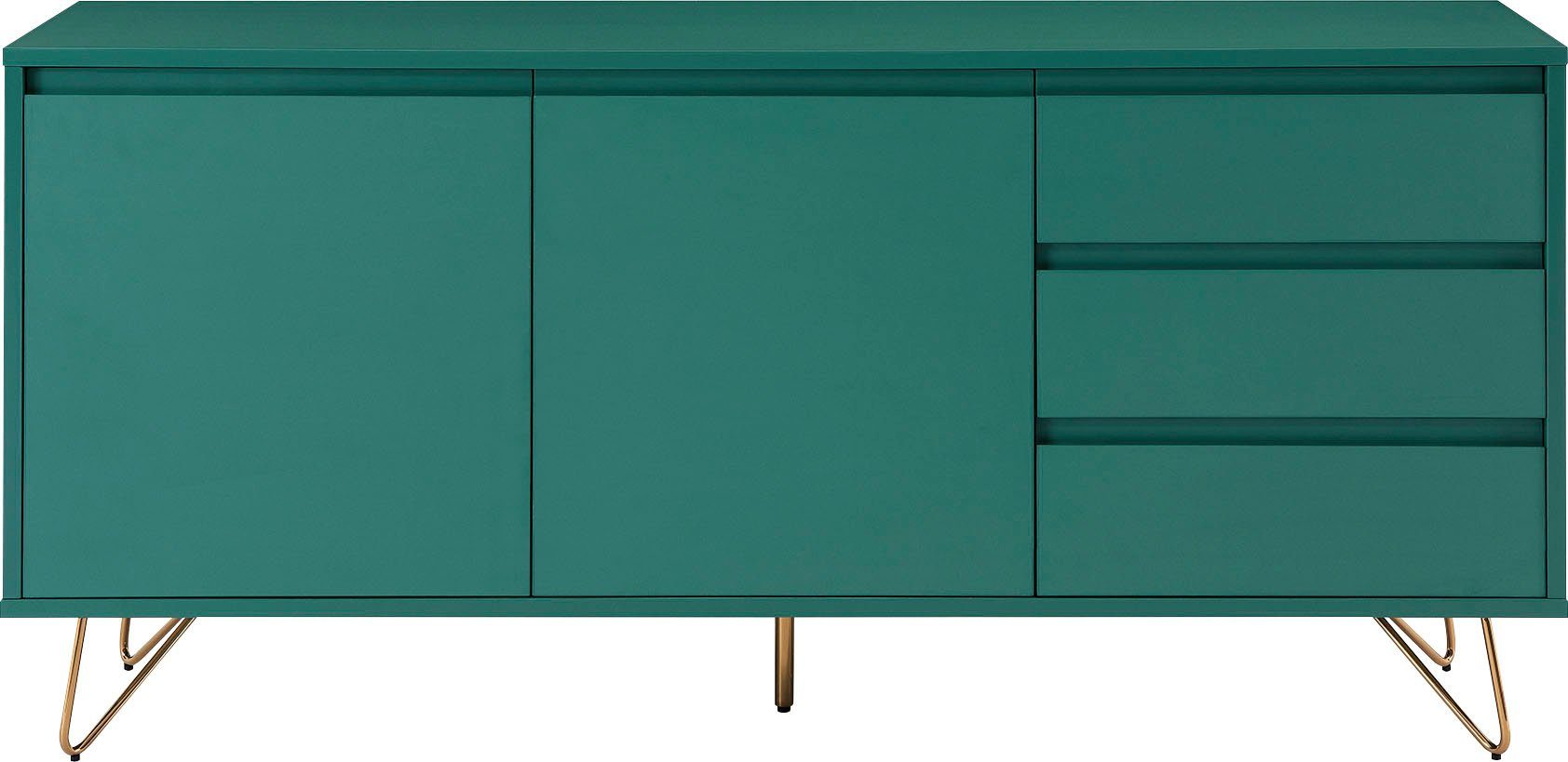 SalesFever Dressoir Kast met haarspeldpoten van metaal met messinglegering dressoirs groen