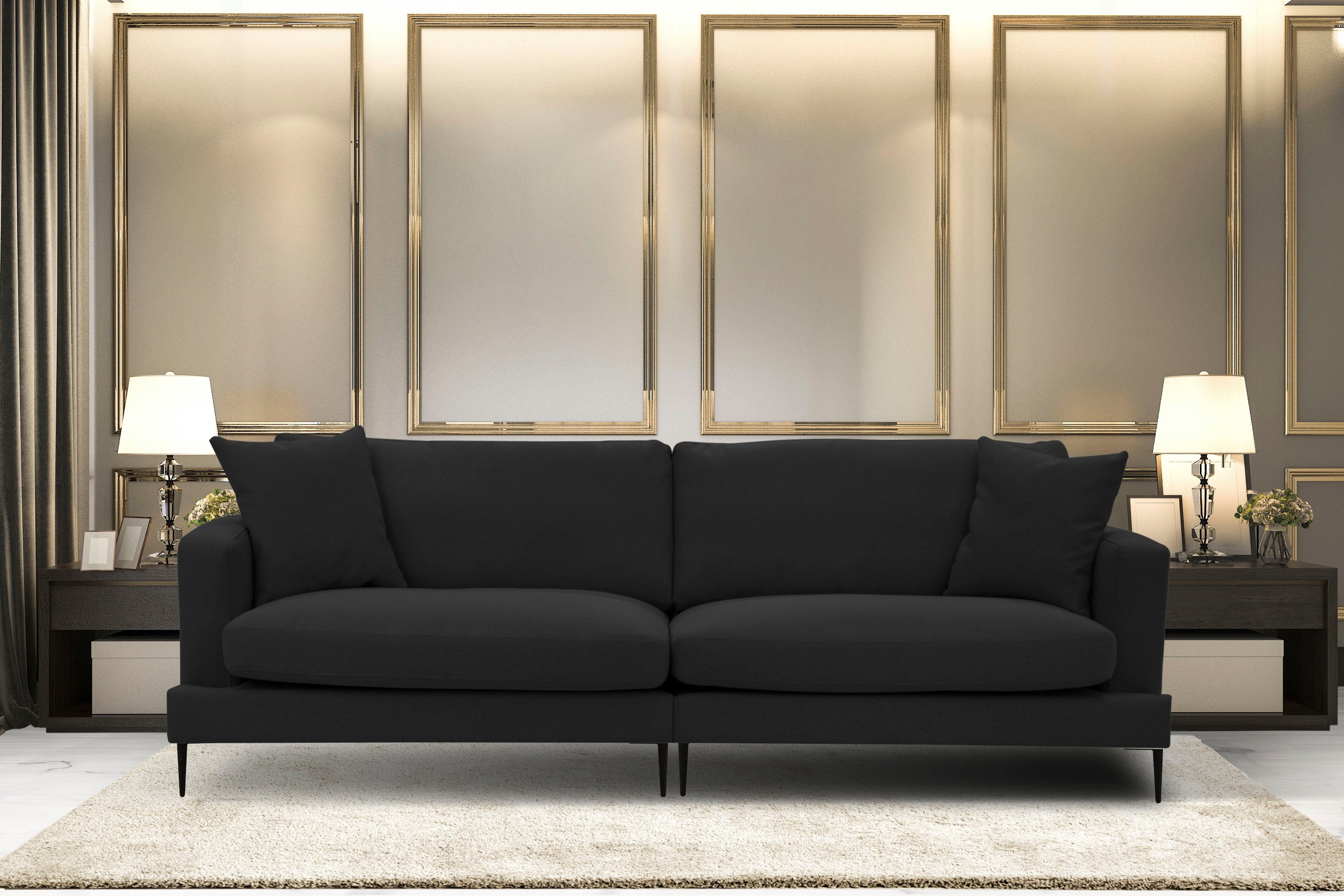 Leonique Megabank Cozy elegante designbank, afmetingen B/D/H: 252/97/80 cm zwart, xxl banken