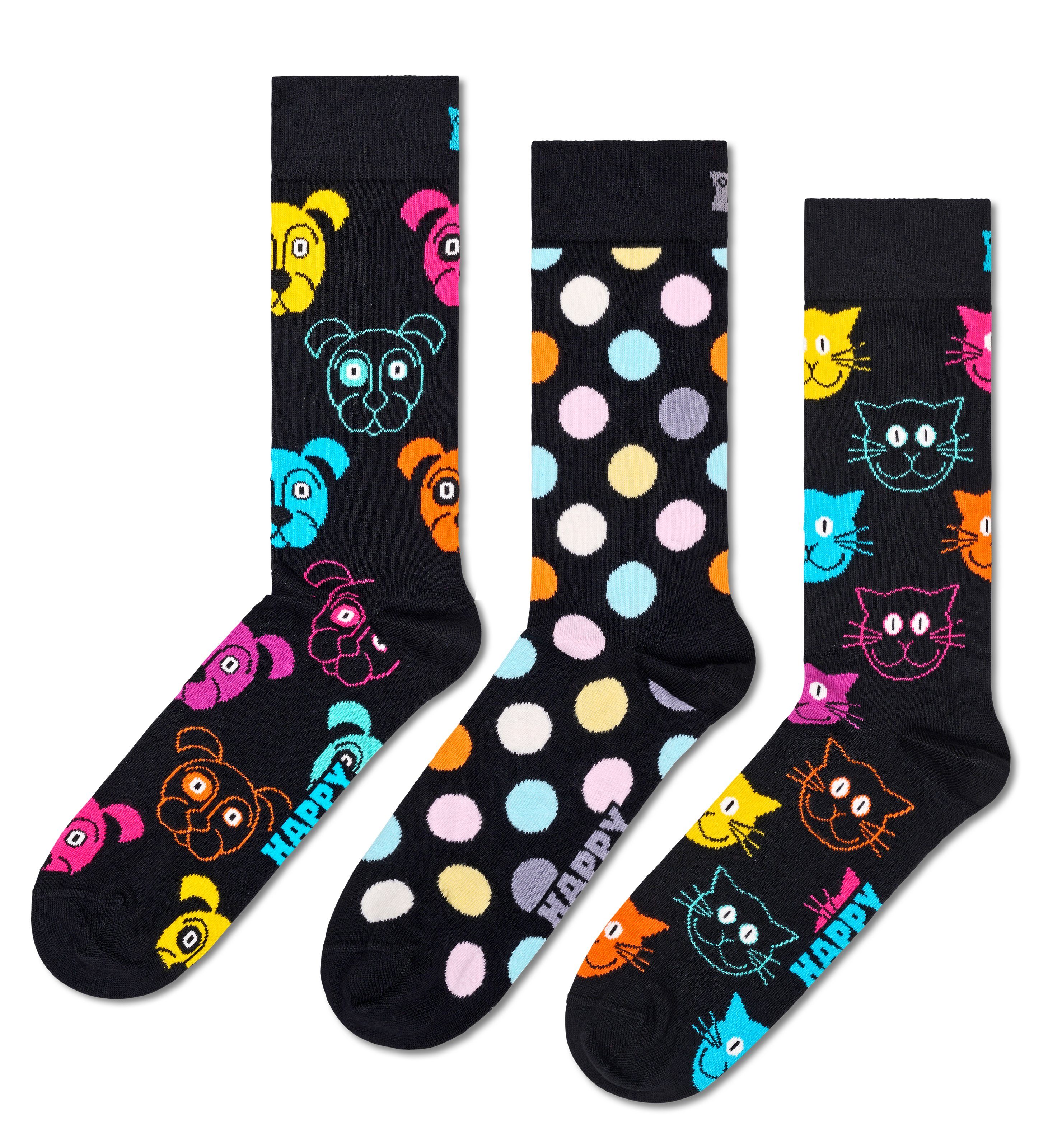 Happy Socks Sokken met labelprint in een set van 3 paar model 'Classic'