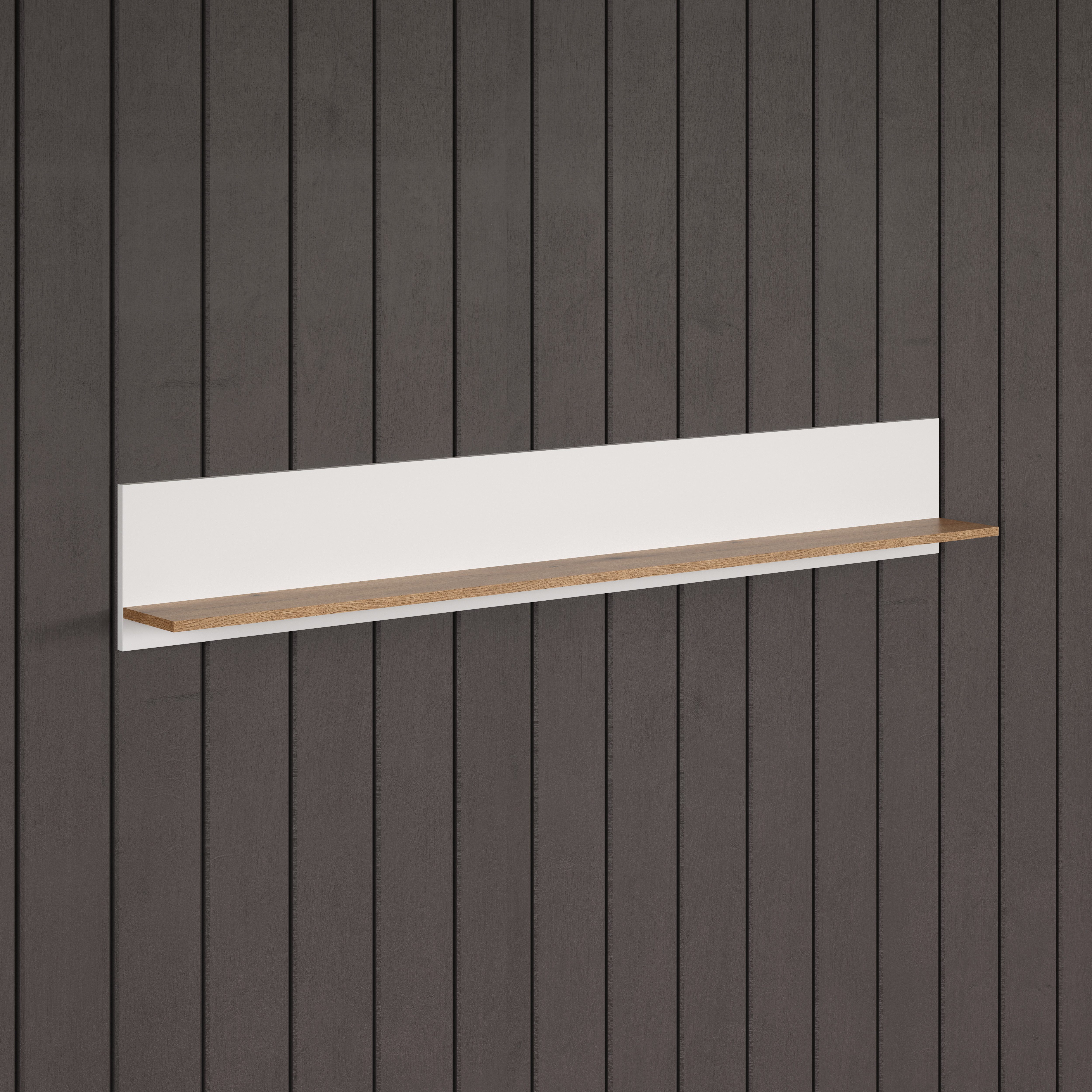 INOSIGN Wandrek Linz royale boekenplank in wit/eiken - wandplank (b/d/h) 170/18/25 cm (1 stuk)