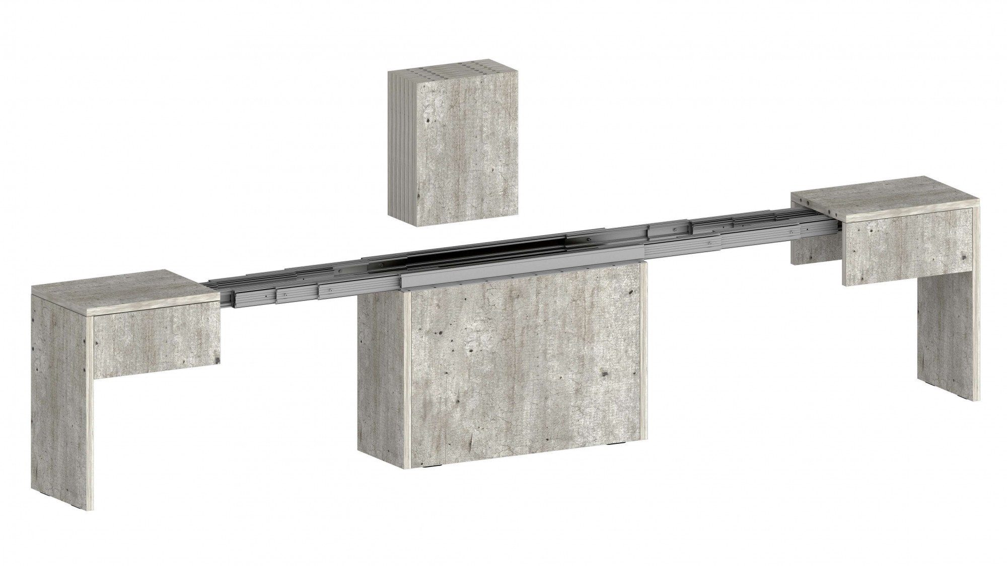 INOSIGN Zitbank Praktika, Zitbank, Bank met uittrekfunctie, uittrekbaar van 66 naar 290 cm (1 stuk) grijs, eetbanken
