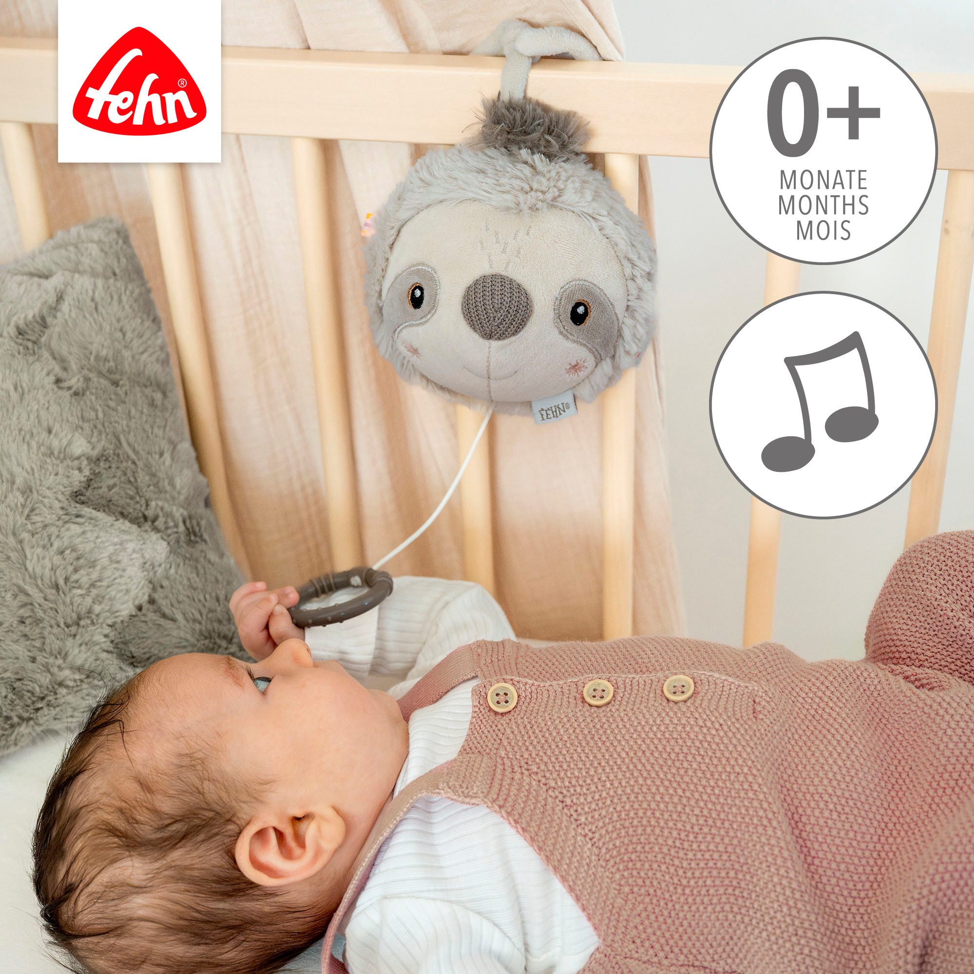 Fehn Speeldoosje Lazy, Crazy & Pink, Luiaard