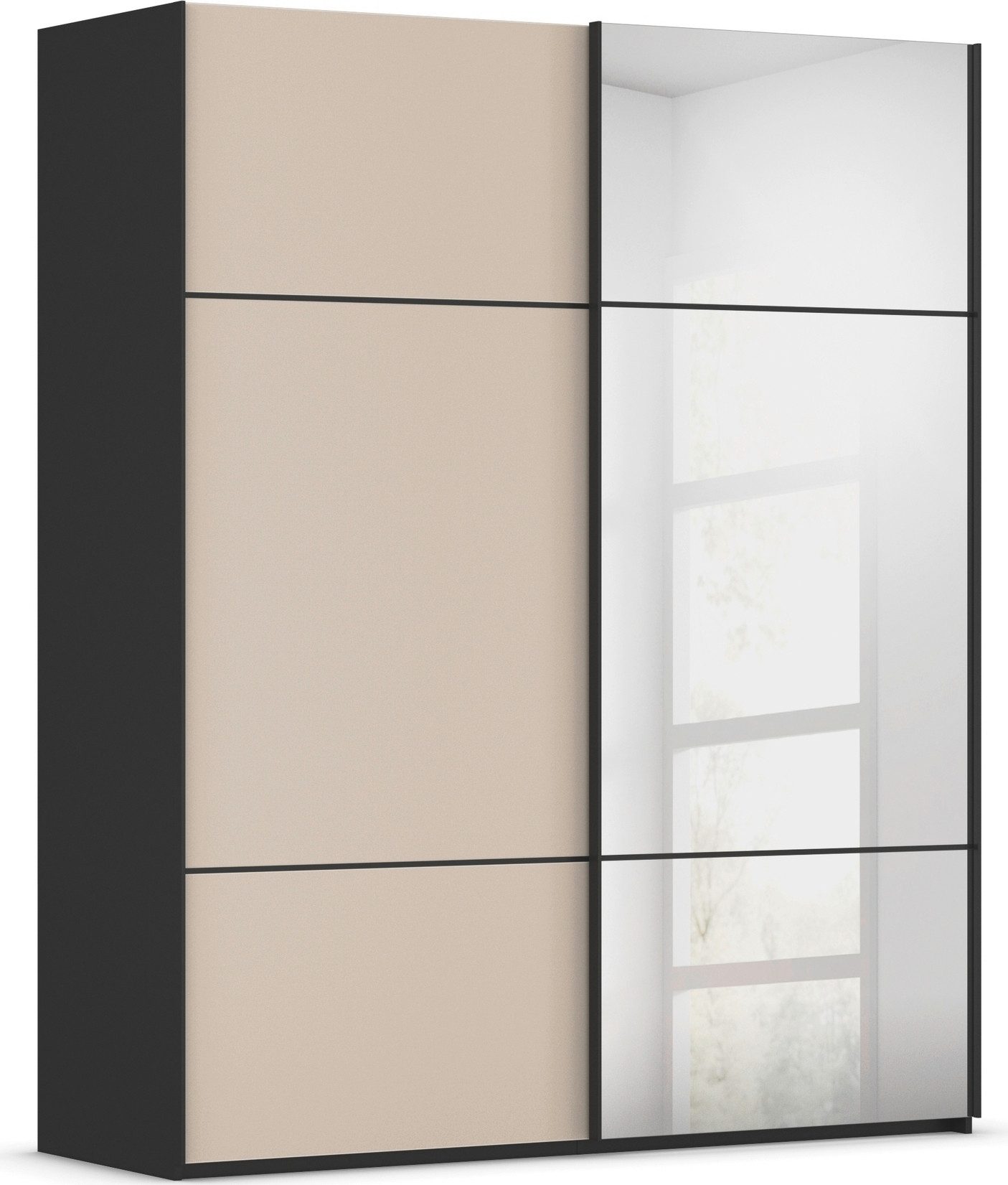 rauch Schuifdeurkast Kledingkast kast garderobe slaapkamerkast SCALE-TRIO edel drievoudig front met 2 sierlijsten spiegel/glas made in germany