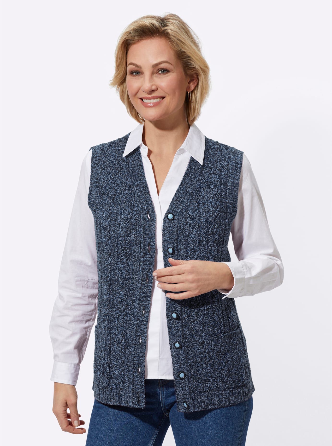 Classic Basics Mouwloos vest dames mouwloze vesten maat 42 blauw