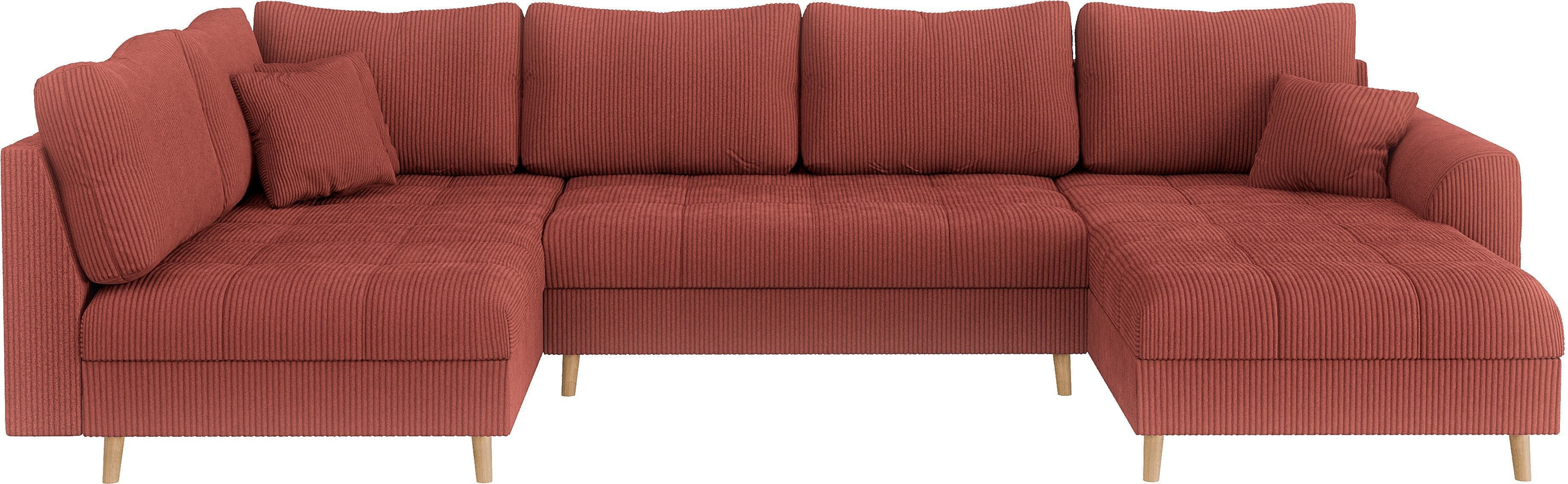 Home affaire Zithoek CHARRE U-vorm met ottomane, afmetingen B/D/H: 310/161/81 cm fijne stiksels, losse rug- en sierkussens, ook in cord en bouclé