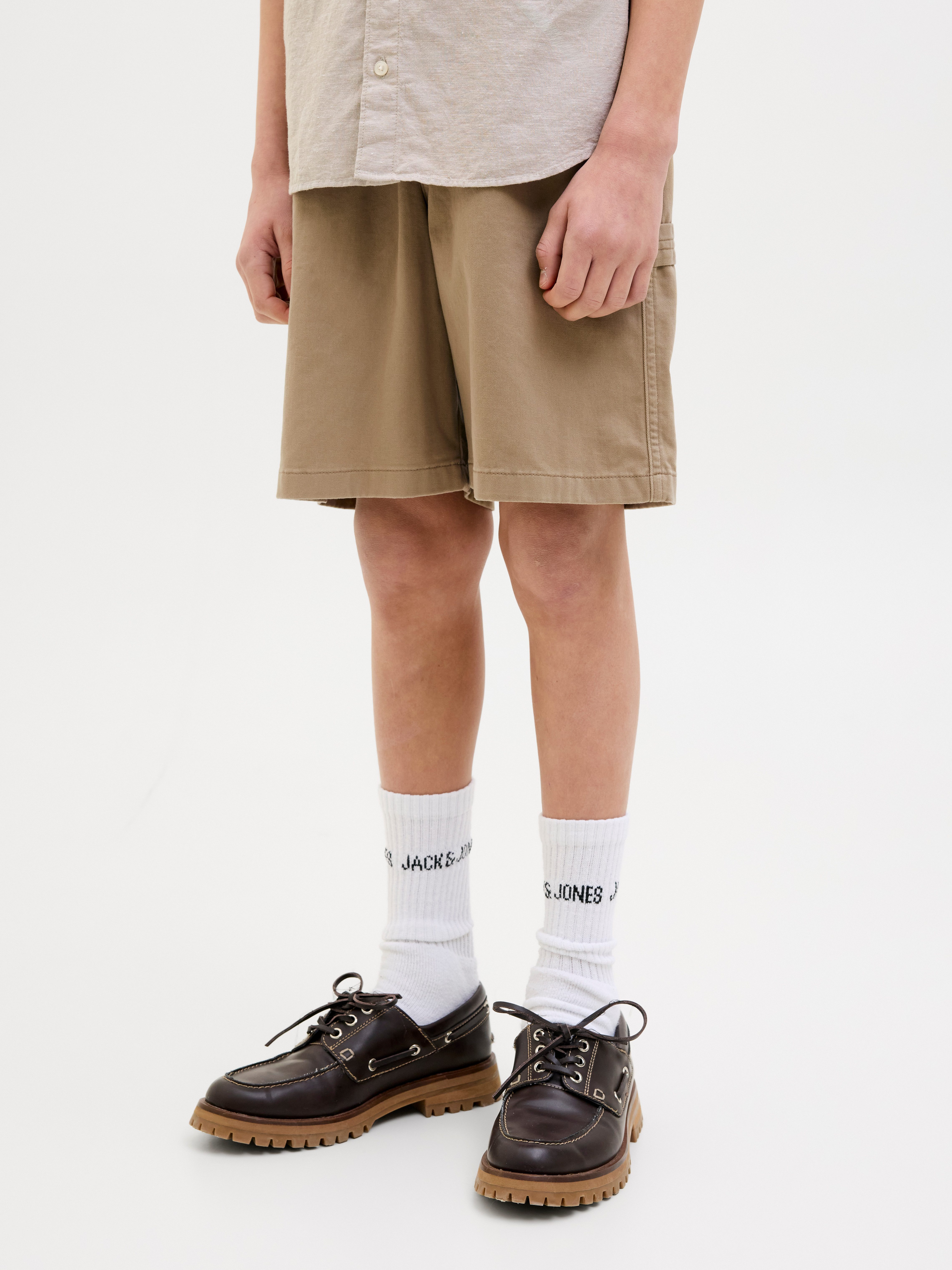 Jack & Jones Junior Cargoshort JPSTTONY CO JJCARPENTER SHORTS SN JNR jongens cargobroeken maat 134 bruin