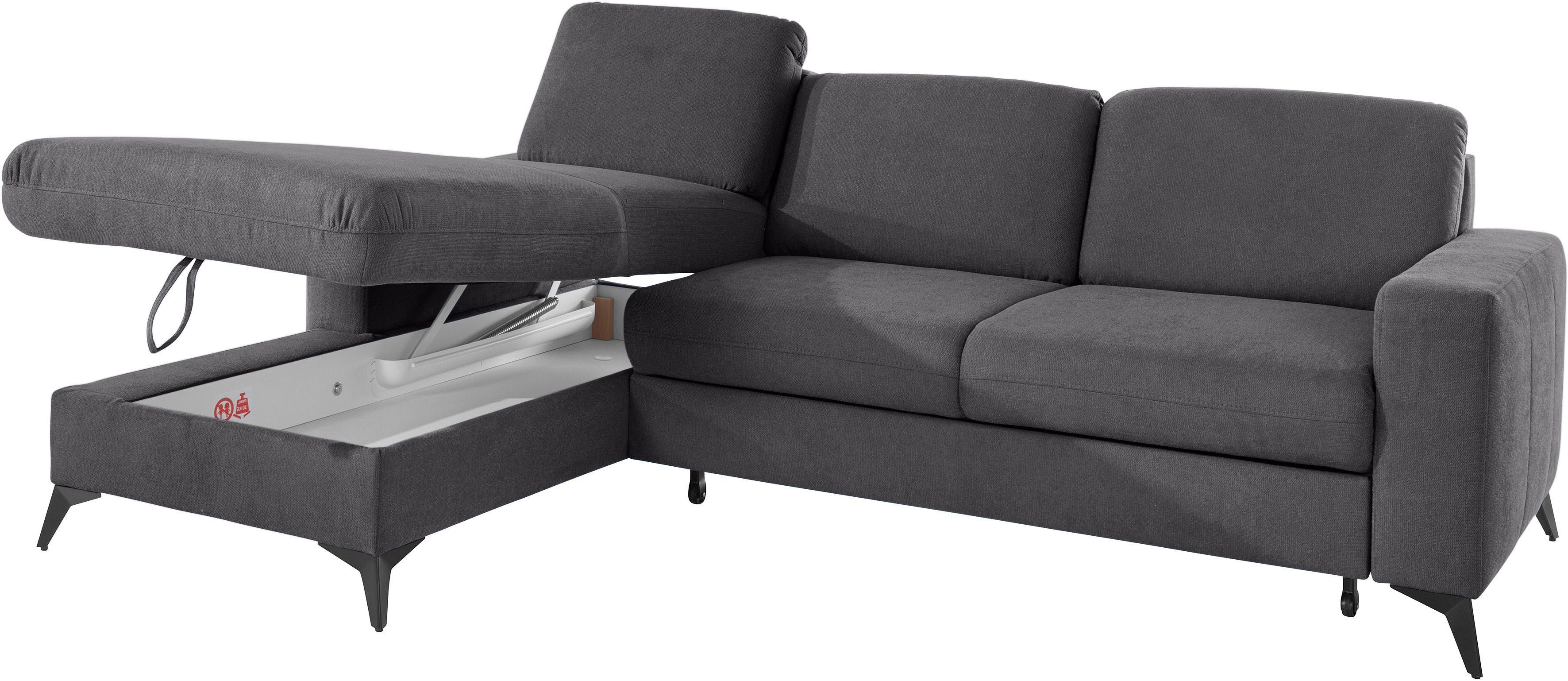 Places of Style Hoekbank Lolland L-vorm Naar keuze met slaapfunctie en bedkist, binnenvering