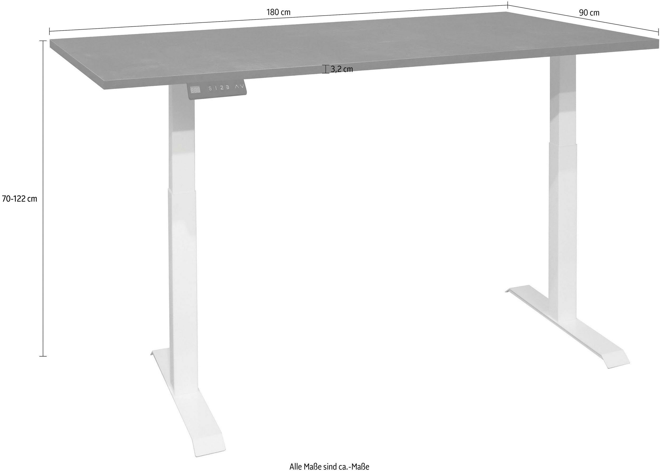 Mäusbacher Bureau Big System Office Breedte 160 cm, elektrisch in hoogte verstelbaar