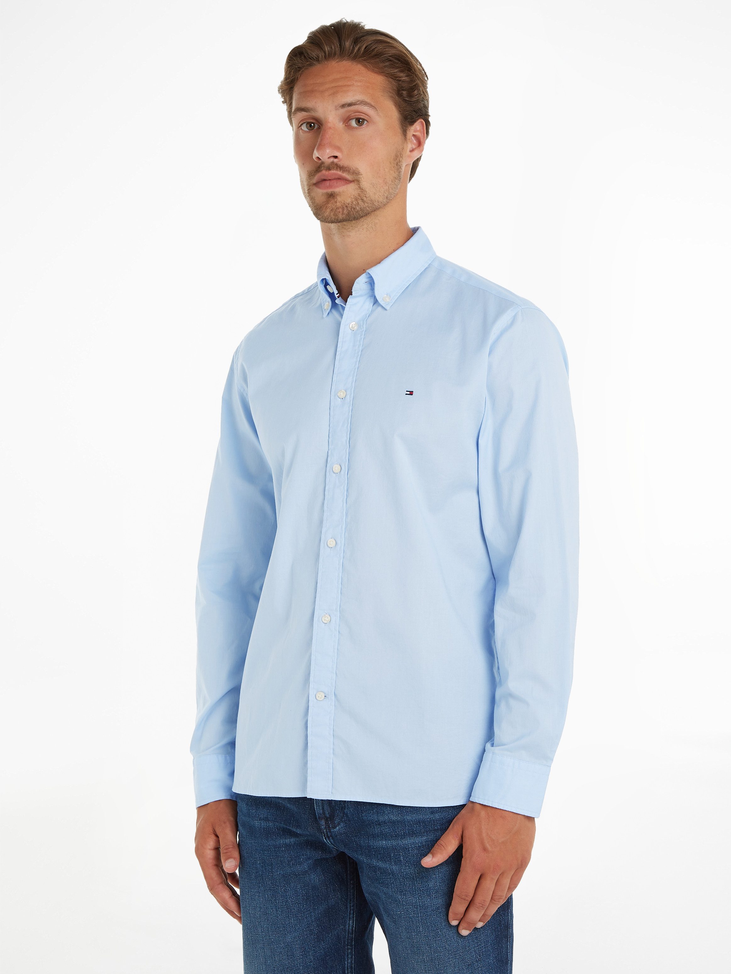 Tommy Hilfiger Overhemd met lange mouwen FLEX POPLIN RF SHIRT met  labelschild binnenin de knoopsluiting (1-delig)