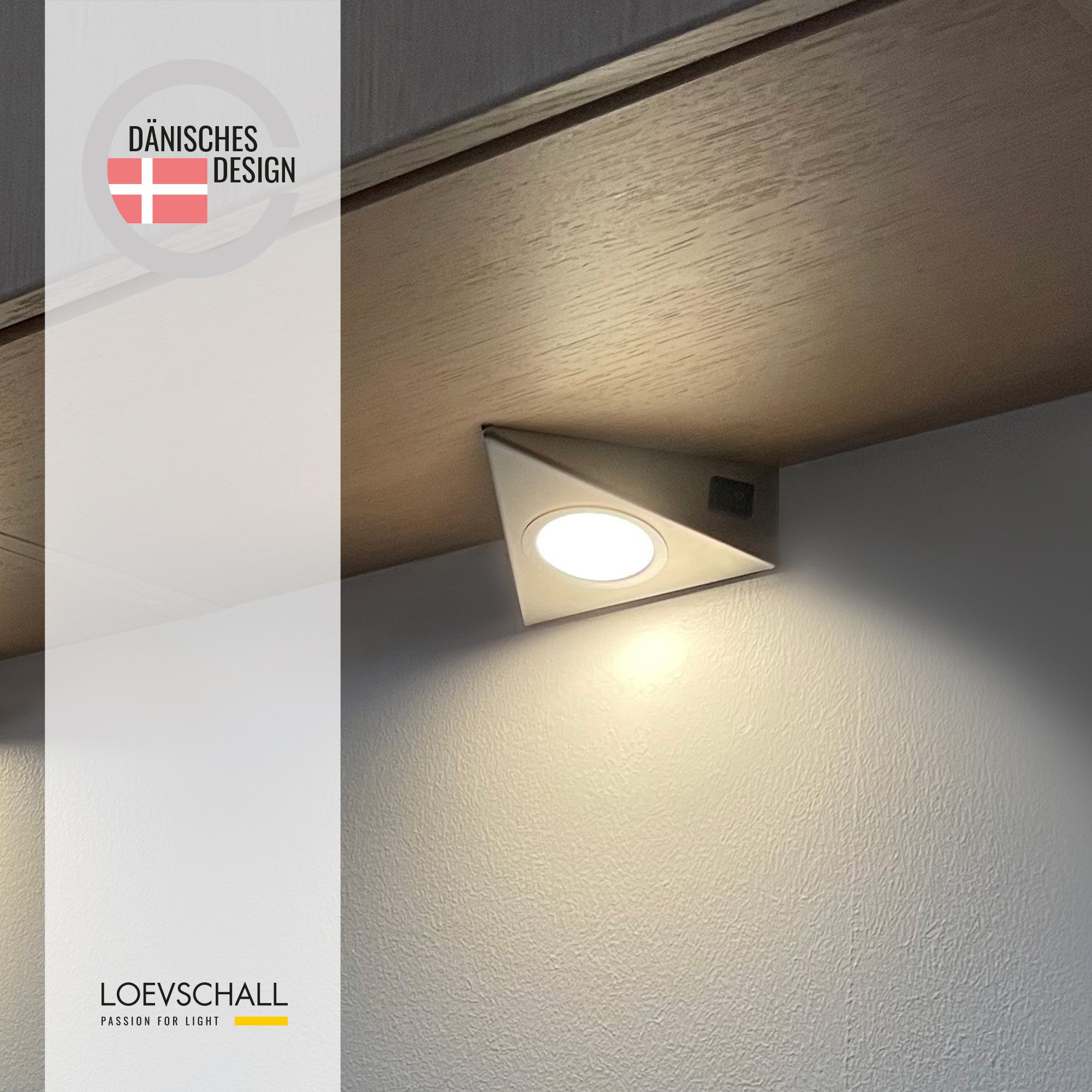 Loevschall Led-onderbouwverlichting Emerald 3-kit, LED onderbouwlamp, plafondlamp voor de keuken Inbouwverlichting Wit 2W, Driehoekig LED Lamp, Moderne Keukenverlichting (3 stuks)