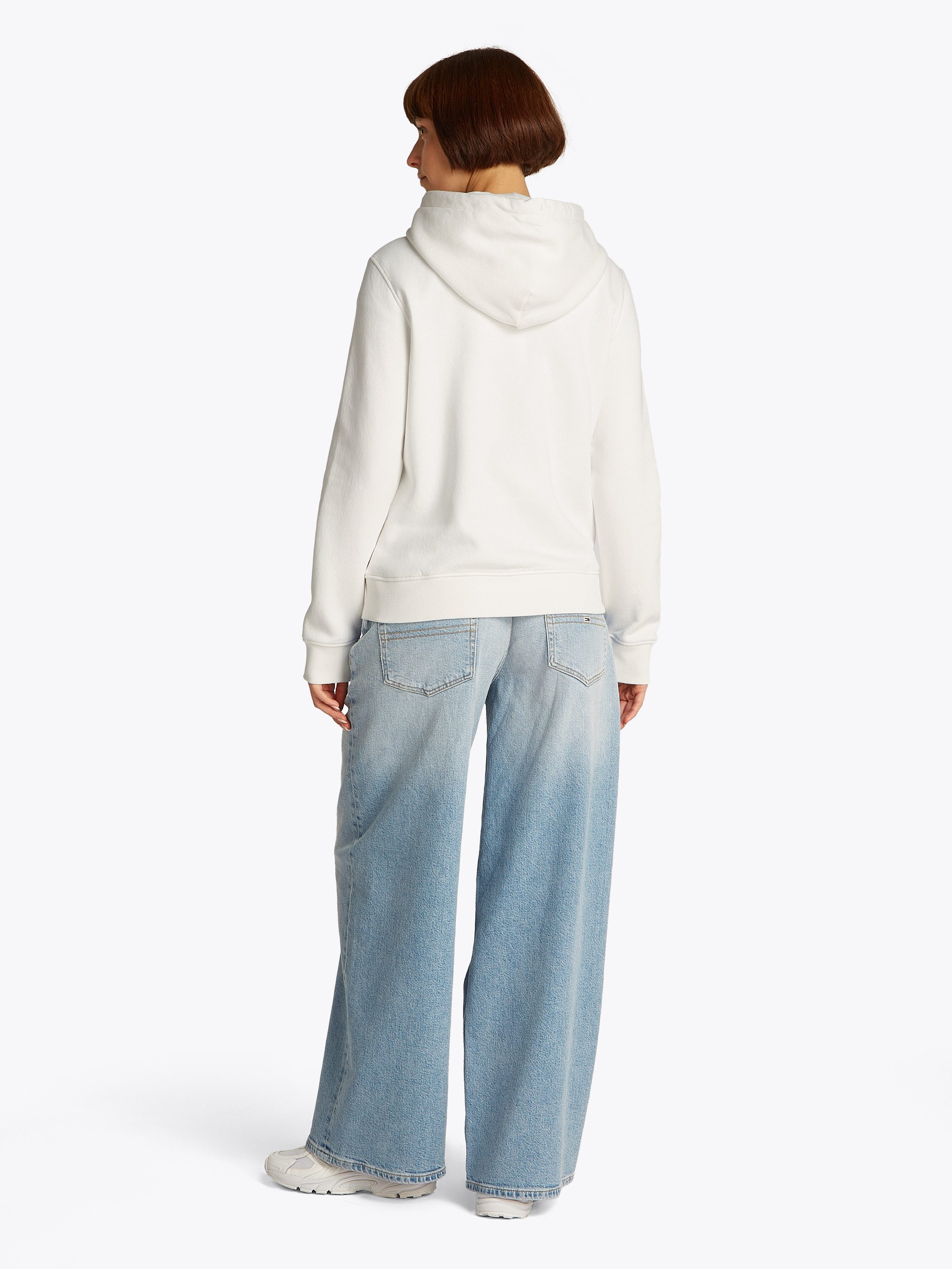 Tommy Jeans Curve Hoodie TJW REG TONAL LINEAR HOODIE EXT in grote maten, capuchon, logo-borduursel